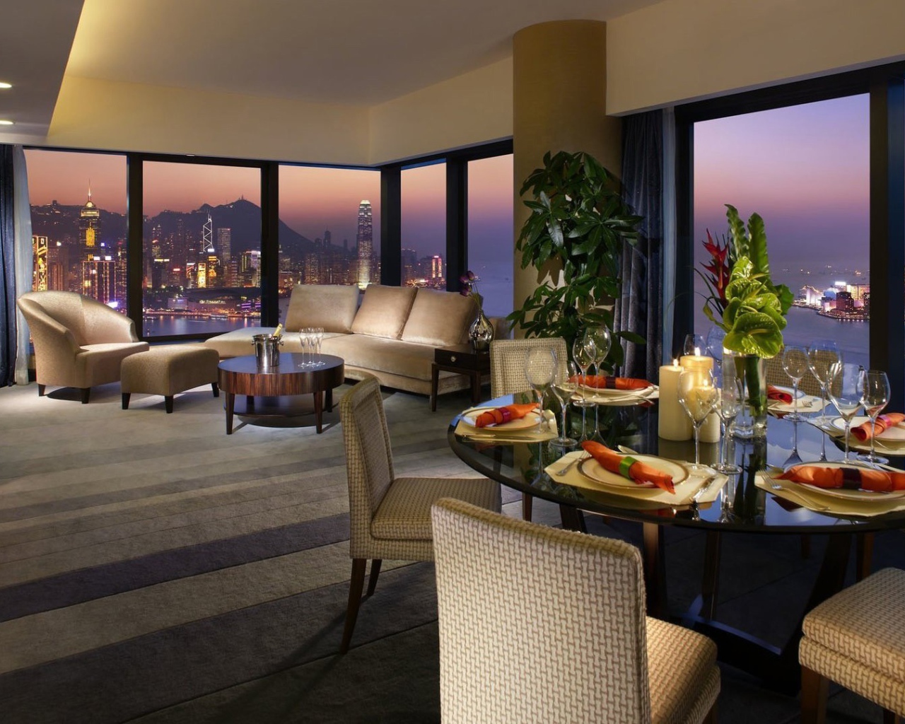 Гостиная с видом на Гонконг