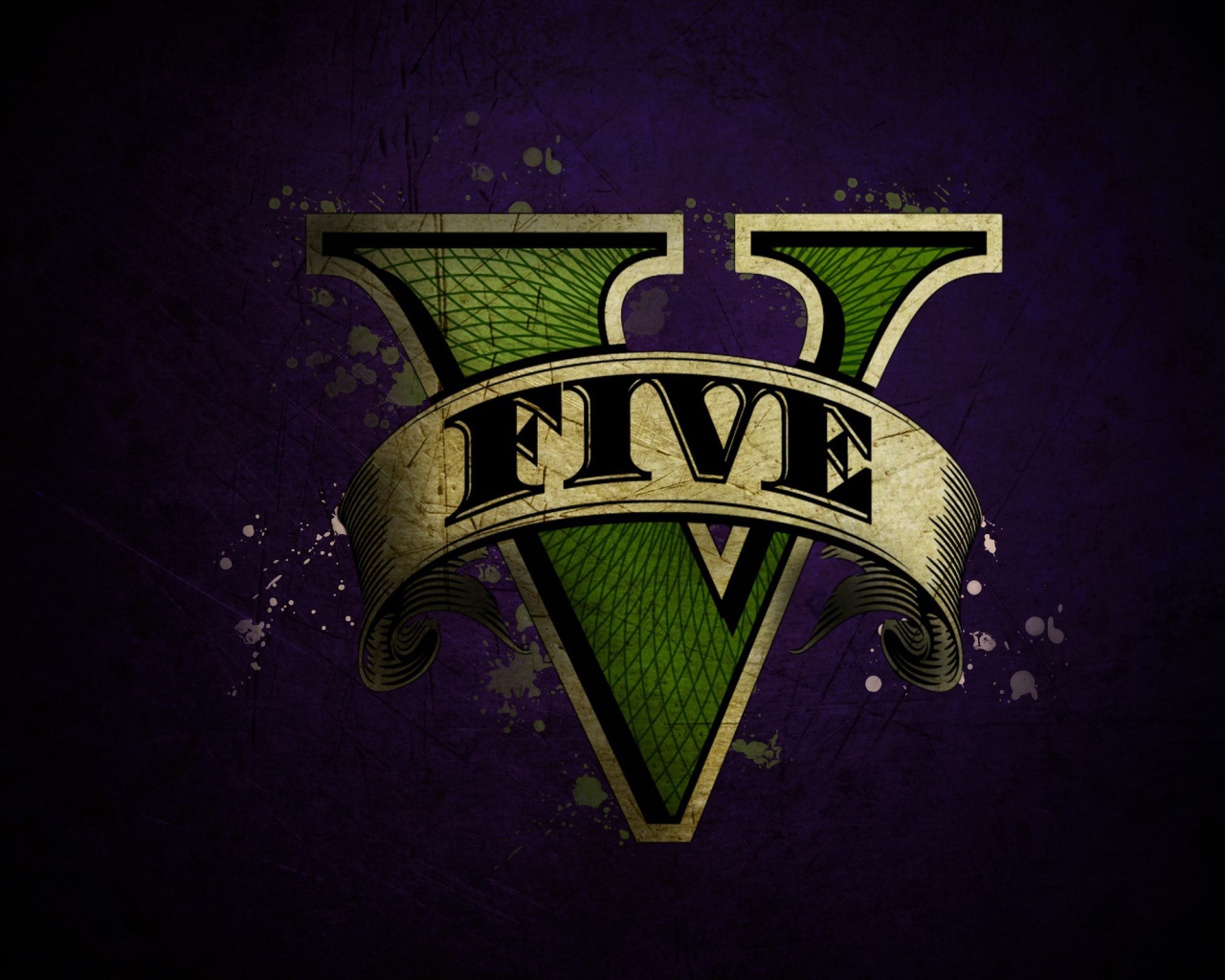 Logo game Grand Theft Auto V on a purple background