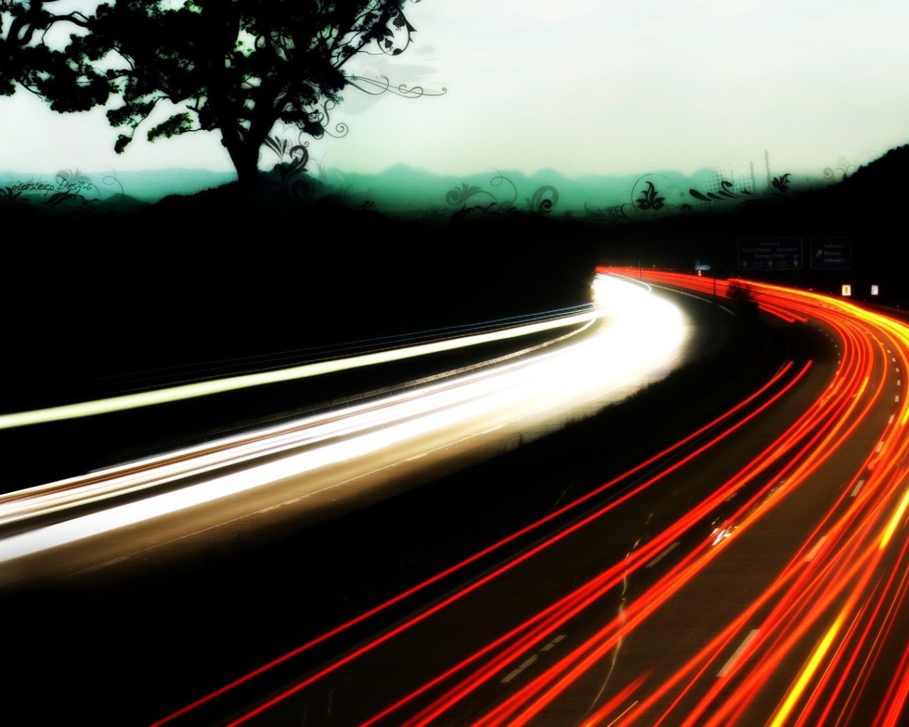 Фото автострады на длинной экспозиции