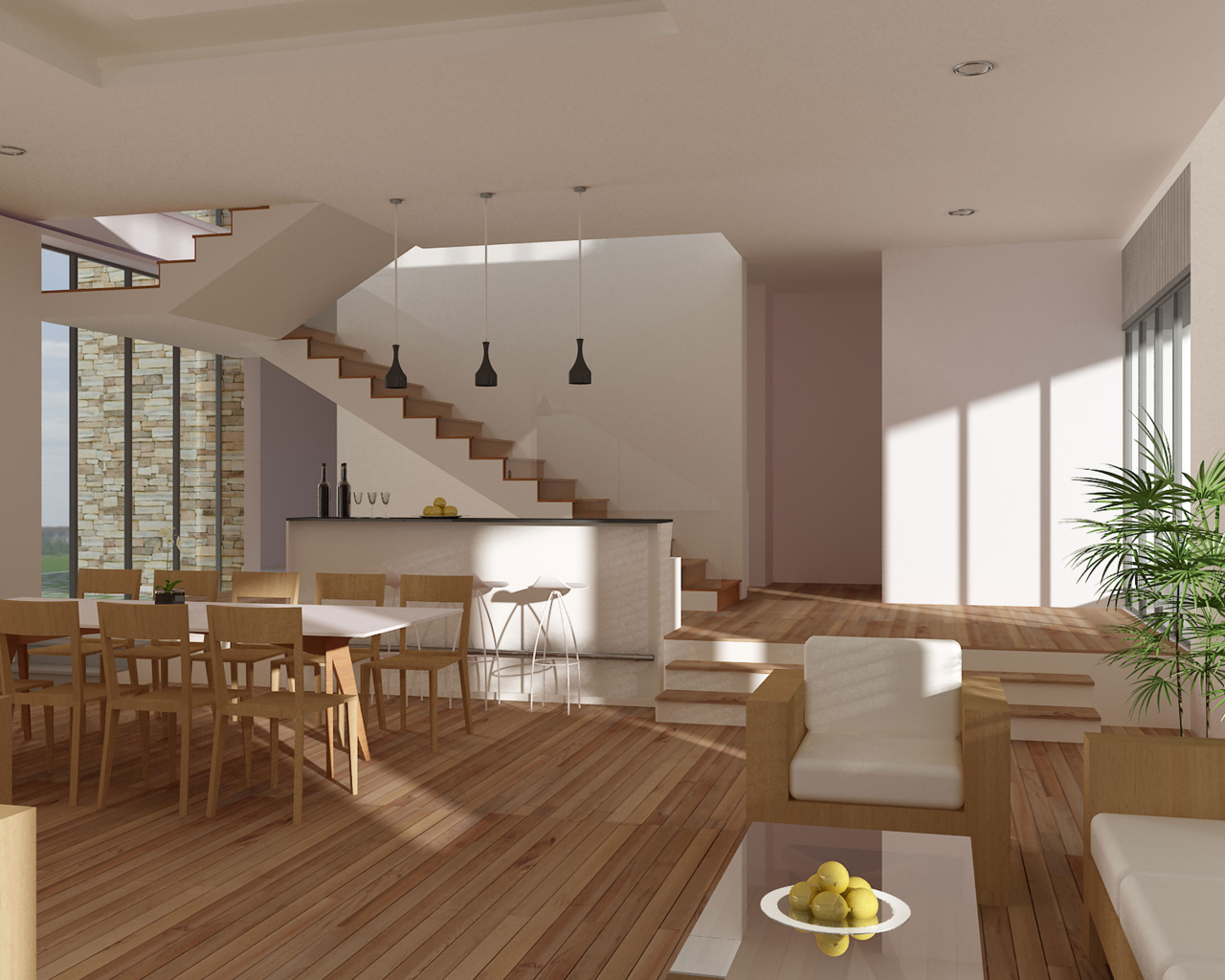 Комната с лестницей на второй этаж