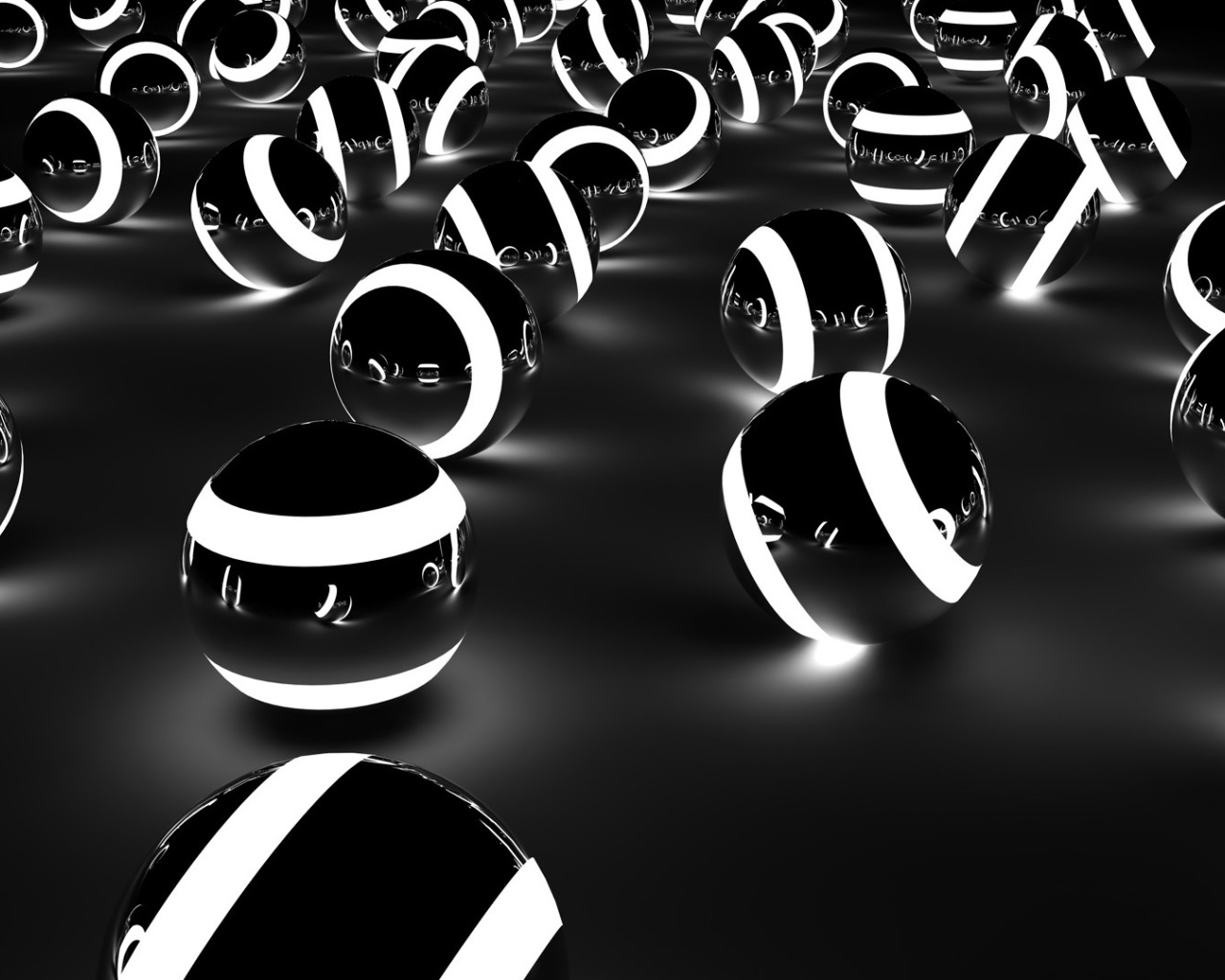 Черно белые шары 3D графика 