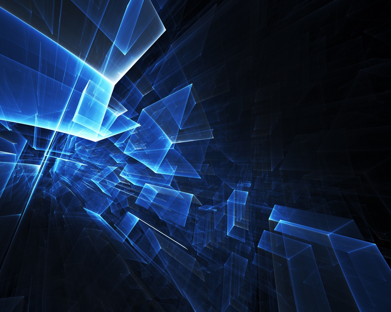 Голубые абстрактные фигуры в воздухе 3д графика