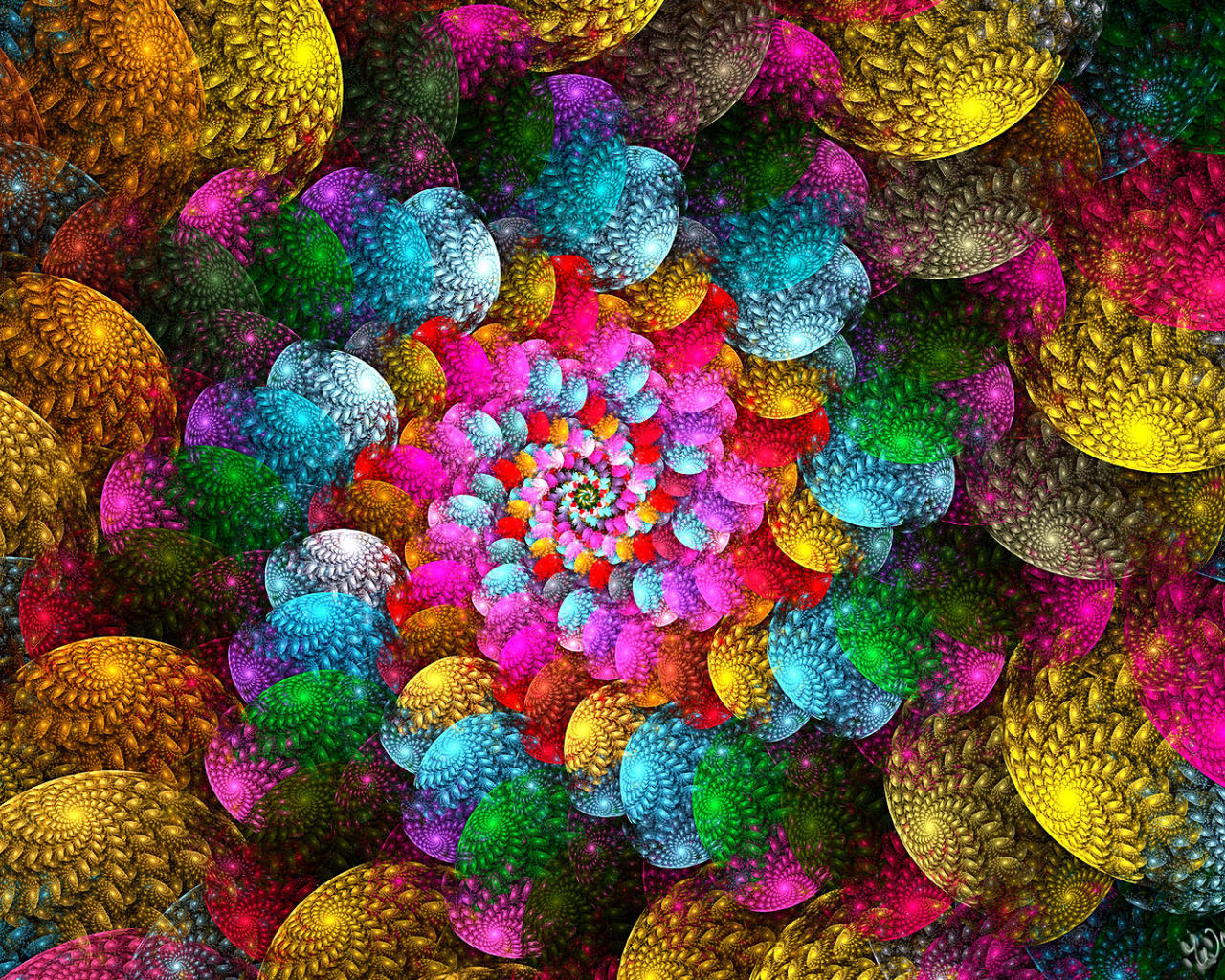 Яркий красочный спиральный абстрактный рисунок 