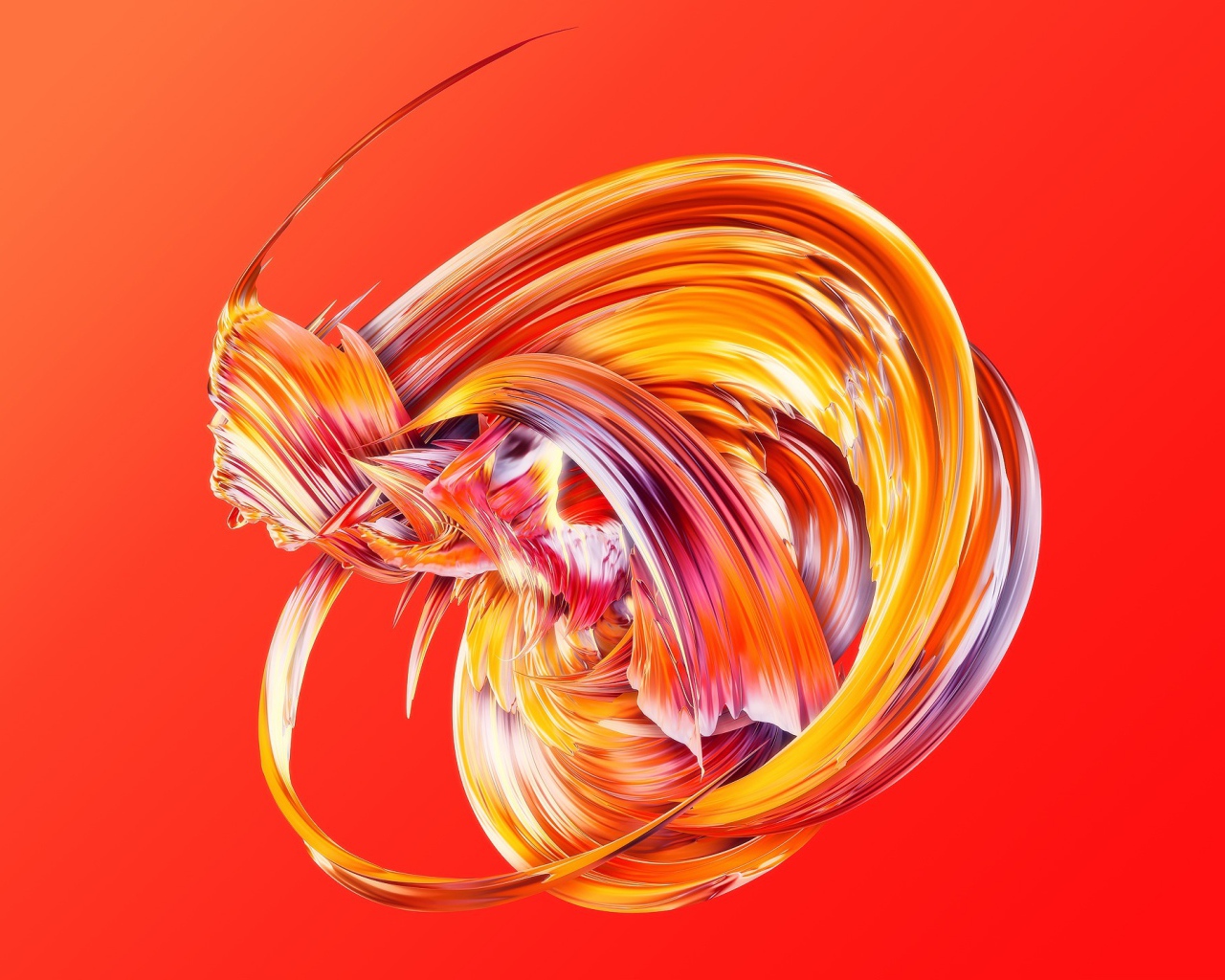 Красочные волны на оранжевом фоне 