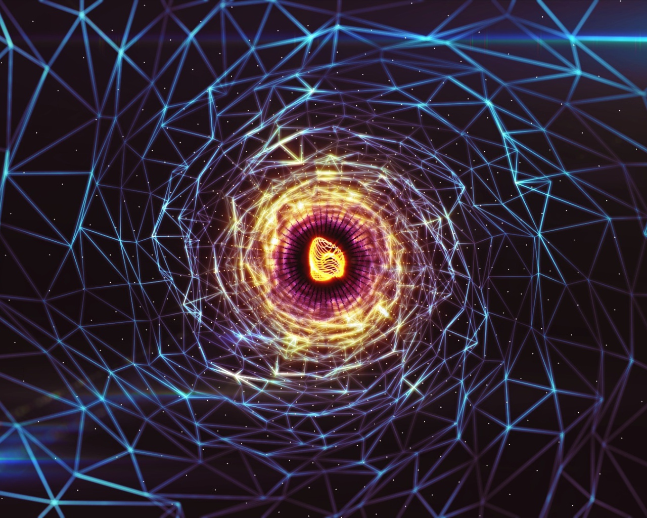 Электронная паутина из светящихся нитей 3д графика 