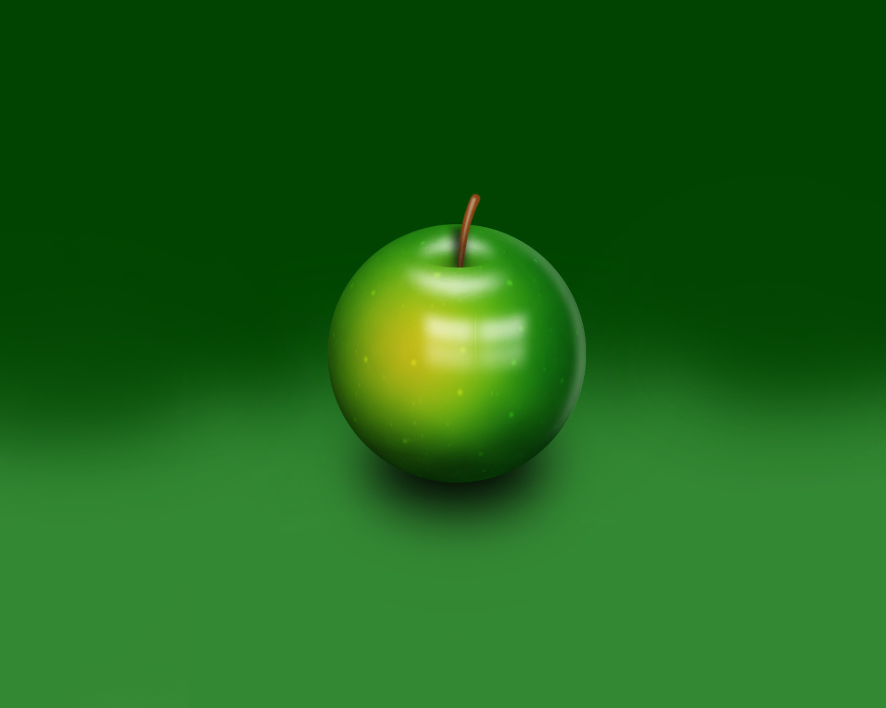Зеленое яблоко на зеленом фоне 3D графика 