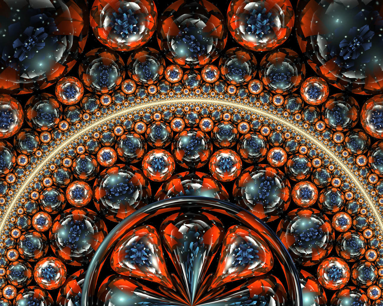 Разноцветные сферы, фрактальный рисунок