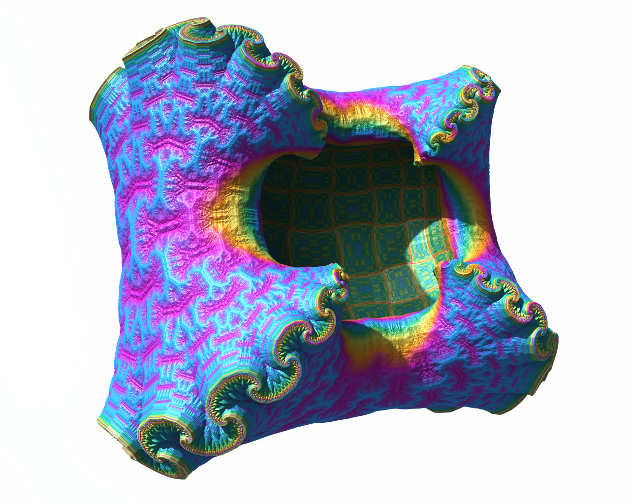 Разноцветный цифровой объект на белом фоне 3д графика