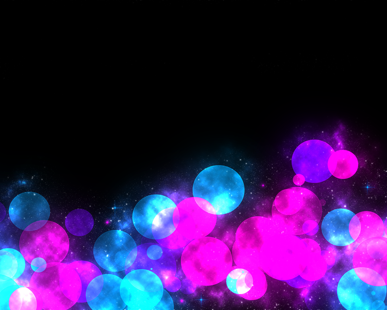 Розовые и голубые шары на черном фоне 