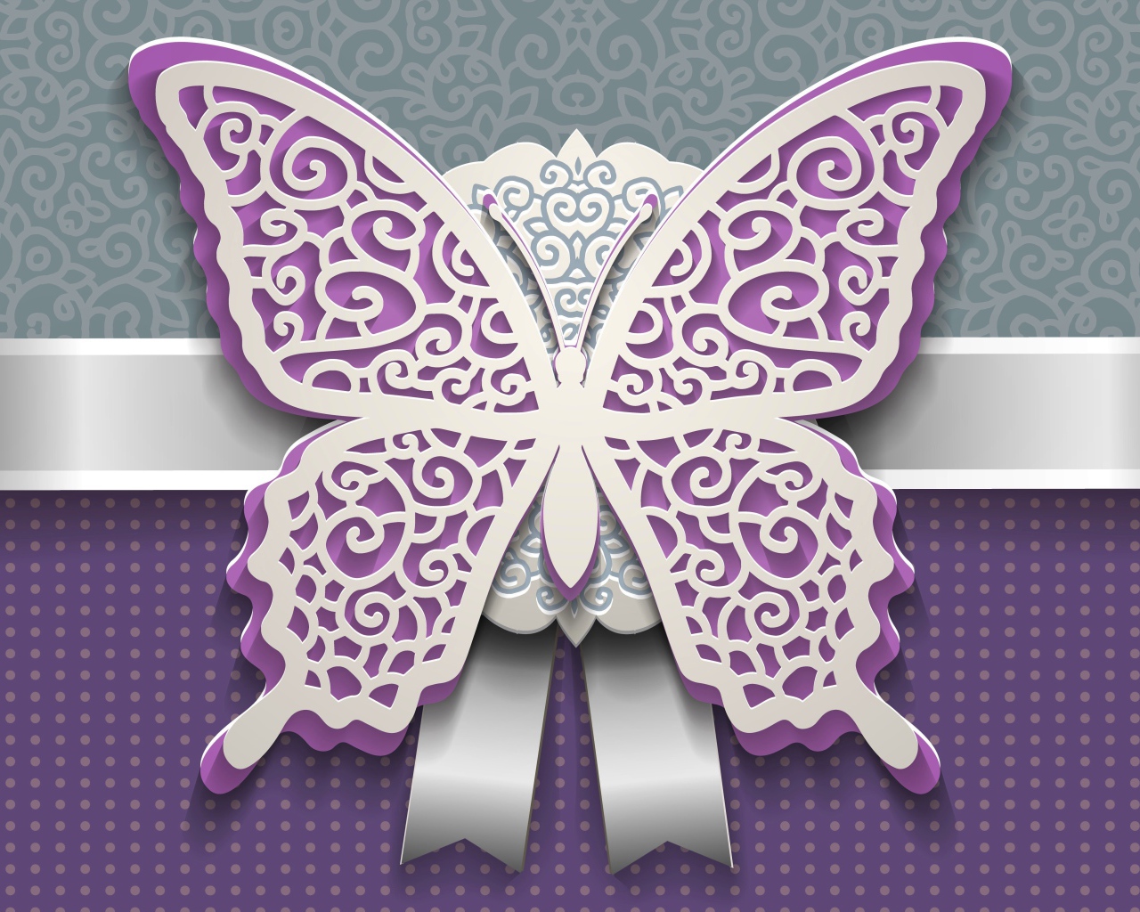 Пурпурная бабочка с белым, 3д графика