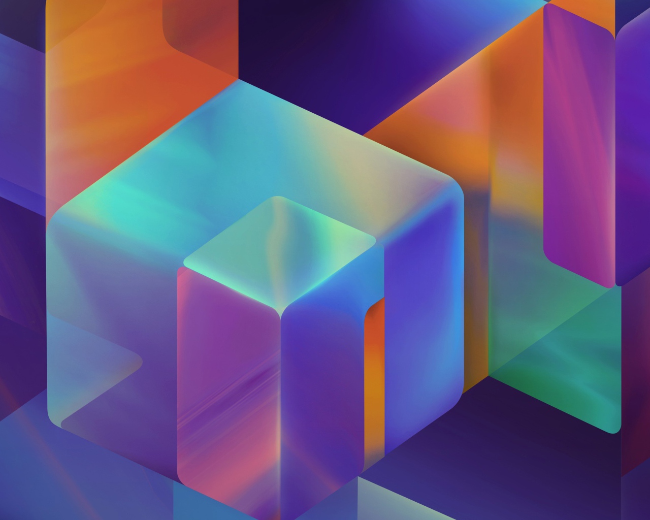 Радужные абстрактные кубы 3 д  графика 