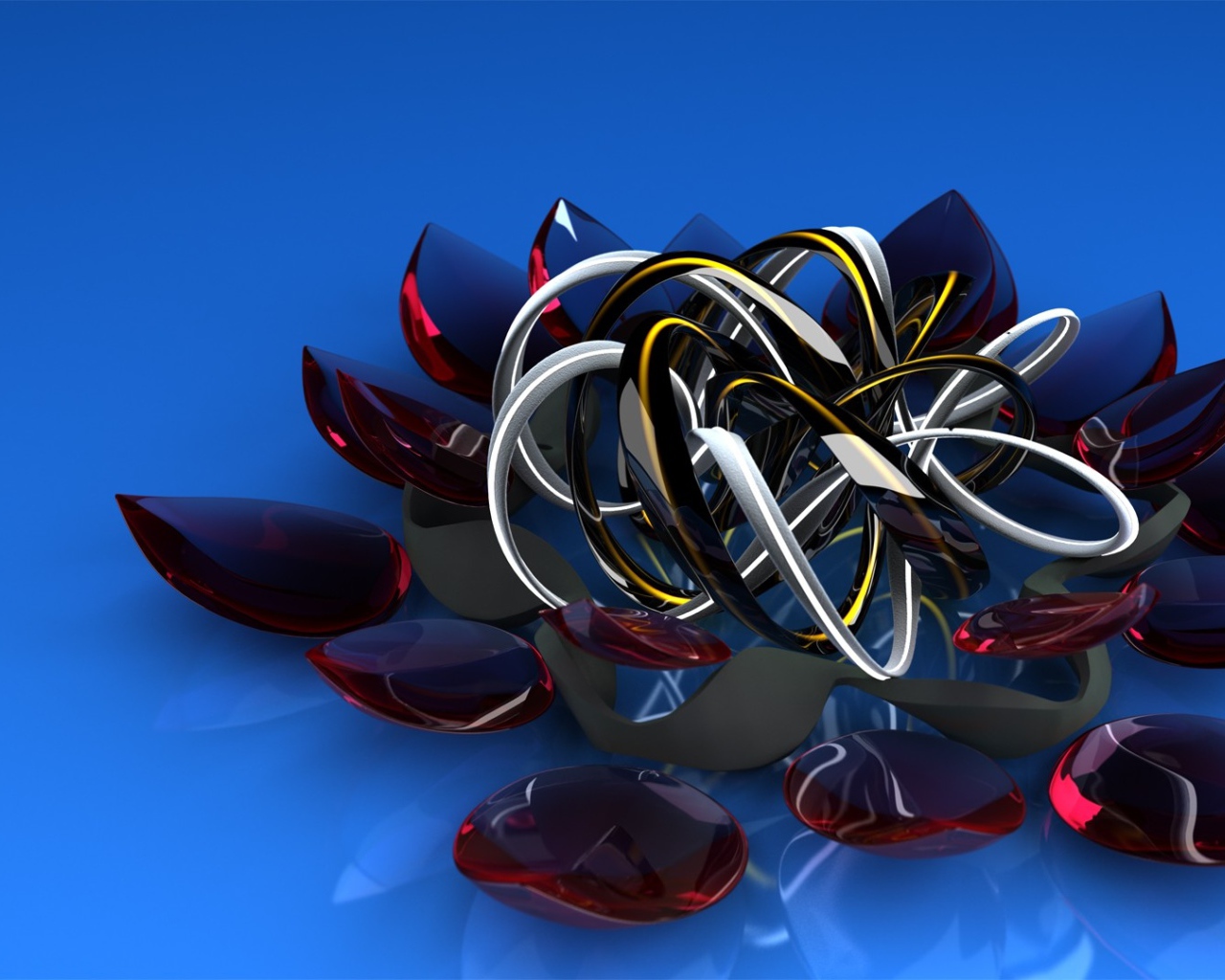 Необычный фигурный стеклянный цветок 3д графика