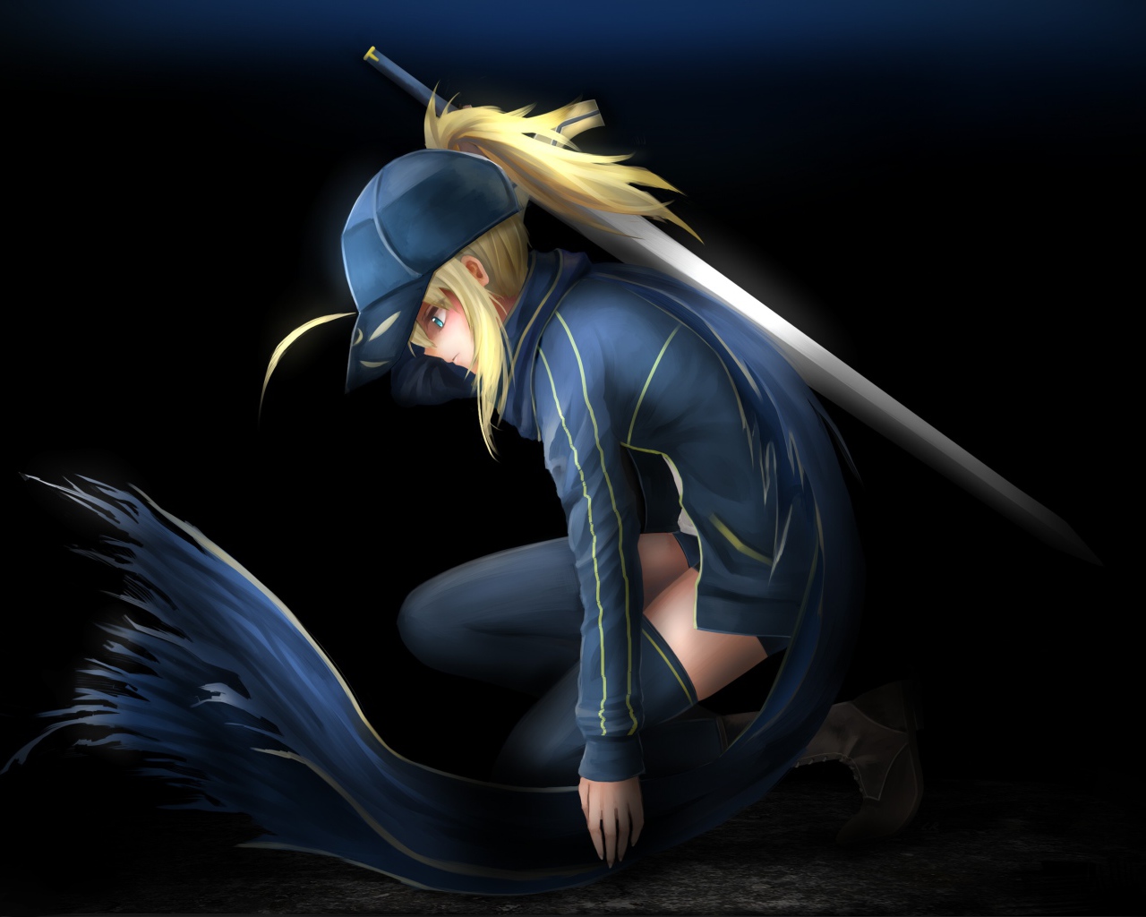 Девушка Сейбер персонаж аниме Судьба - ночь схватки 