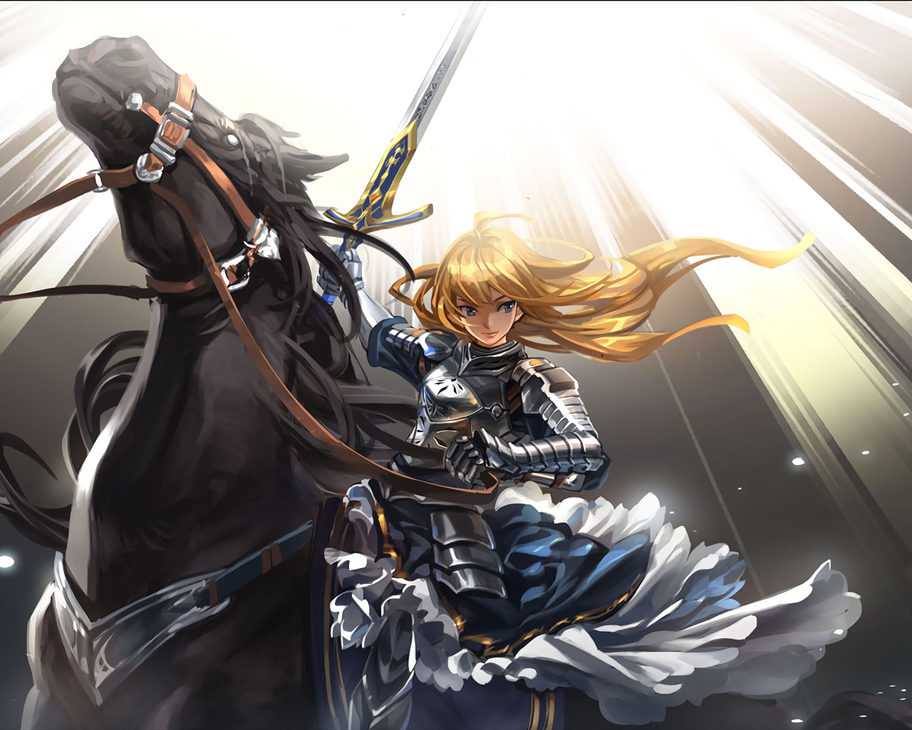 Девушка Сейбер на коне  аниме Судьба-ночь схватки 