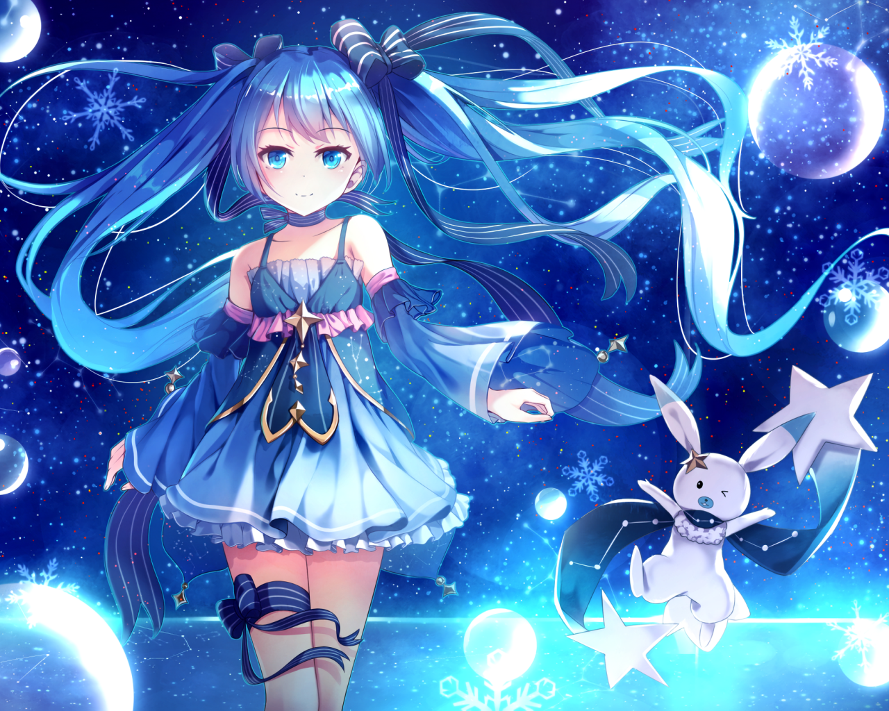 Девушка певица Мику Хацунэ аниме Вокалоид 