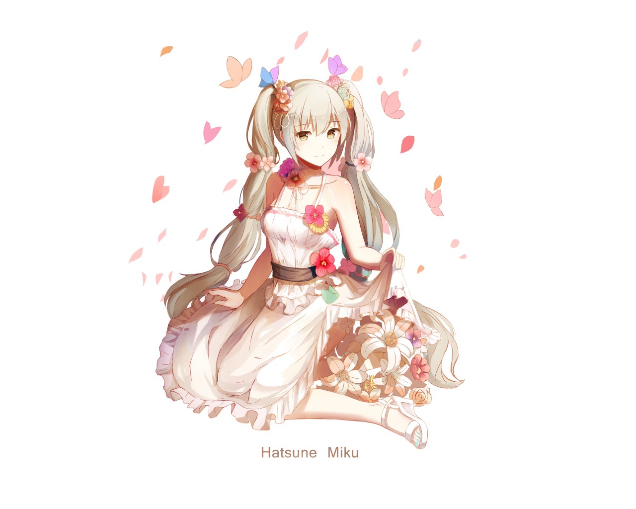 Длинноволосая девушка Хатсуне Мико аниме Вокалоид 