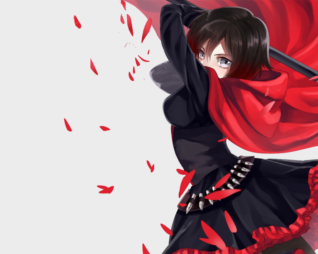Руби Роуз  персонаж аниме RWBY готовится к атаке