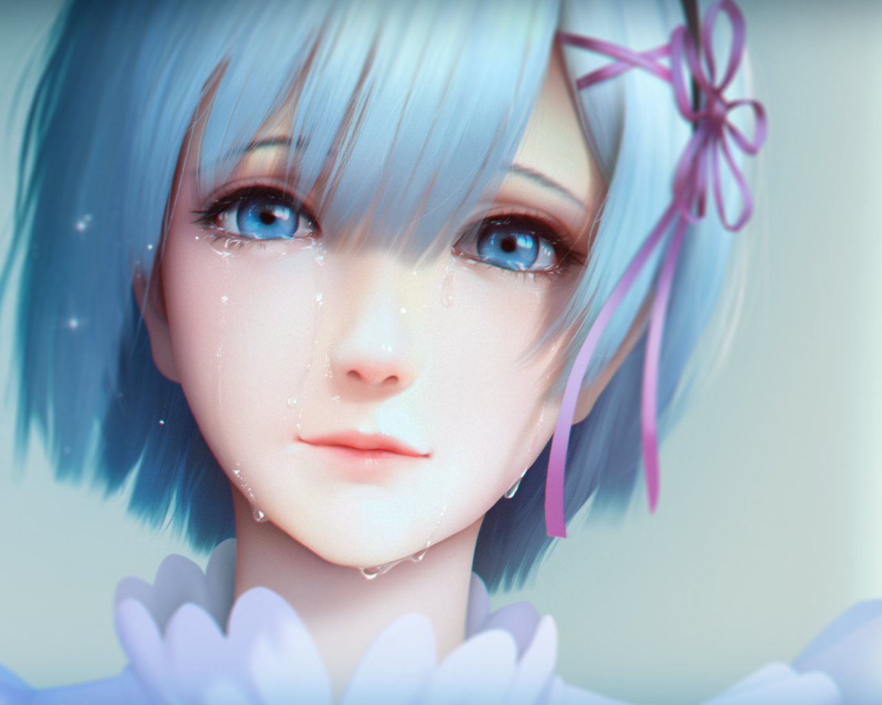 Девушка с голубыми волосами Re Zero kara Hajimeru Isekai Seikatsu 