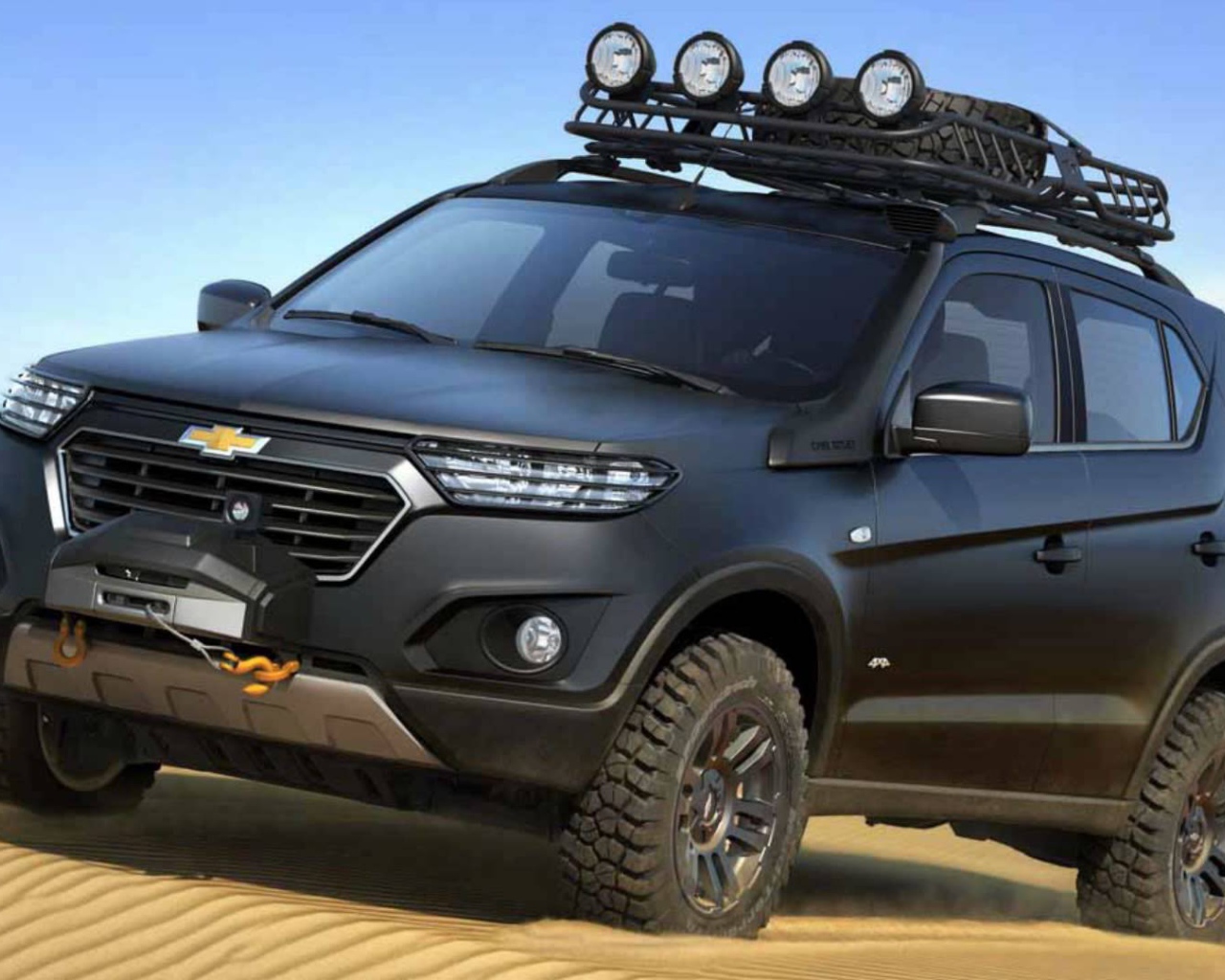 Внедорожник Chevrolet Niva 2017 года на песке 