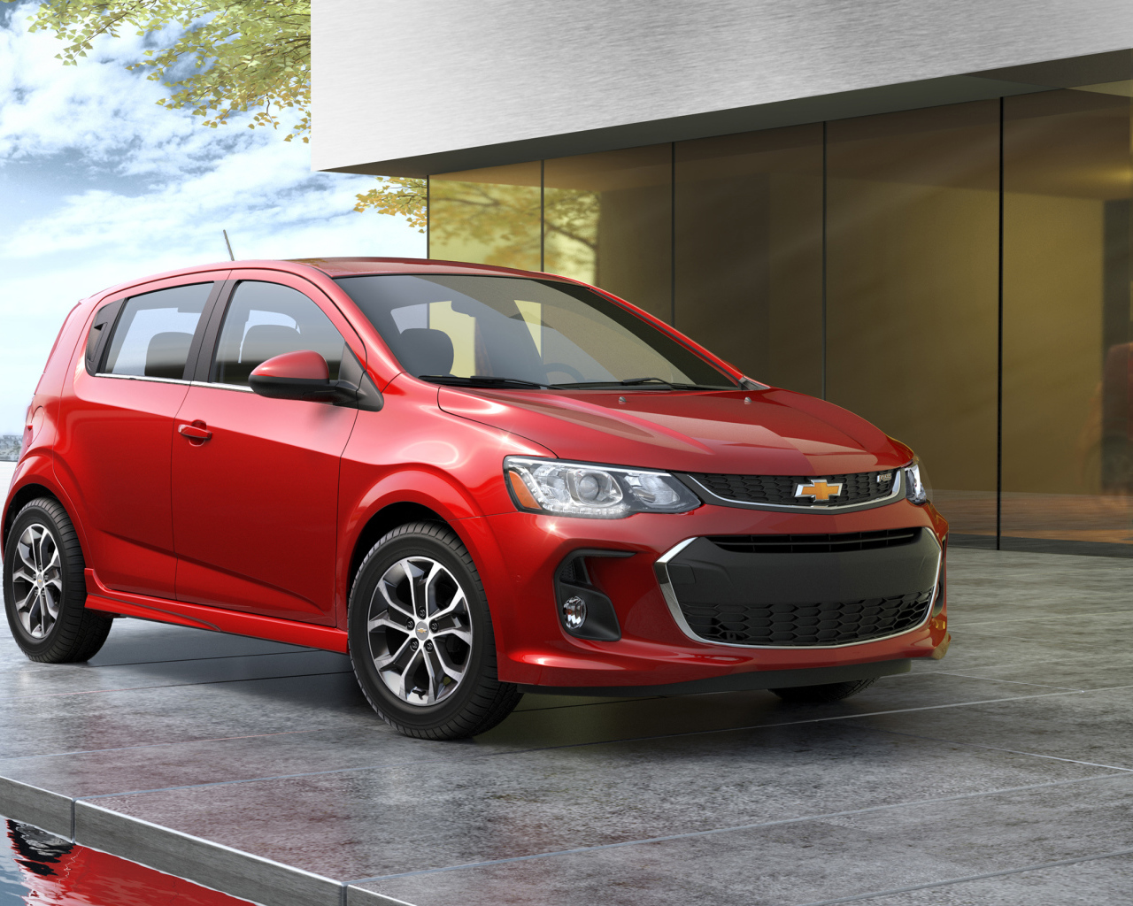 Стильный красный Chevrolet Introduces Sonic 2017 года 