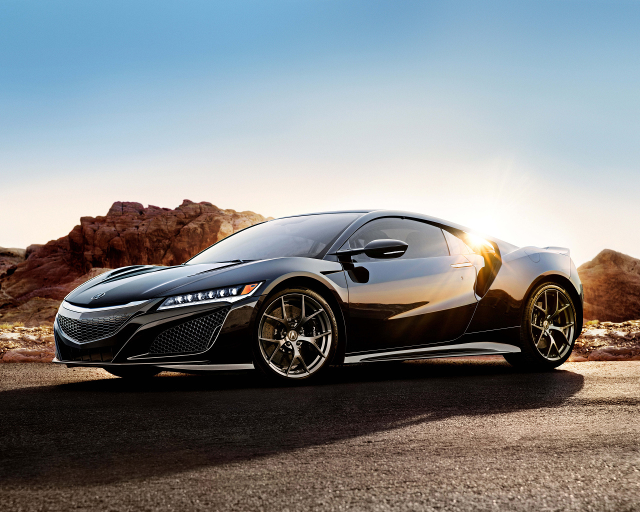 Черный автомобиль  Acura NSX 2017 