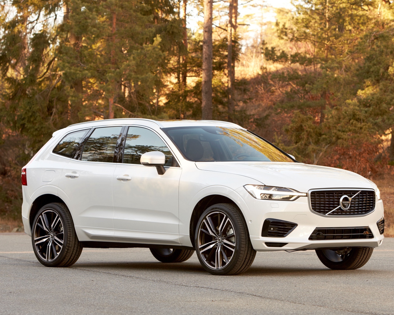 Белый внедорожник Volvo XC60 на дороге