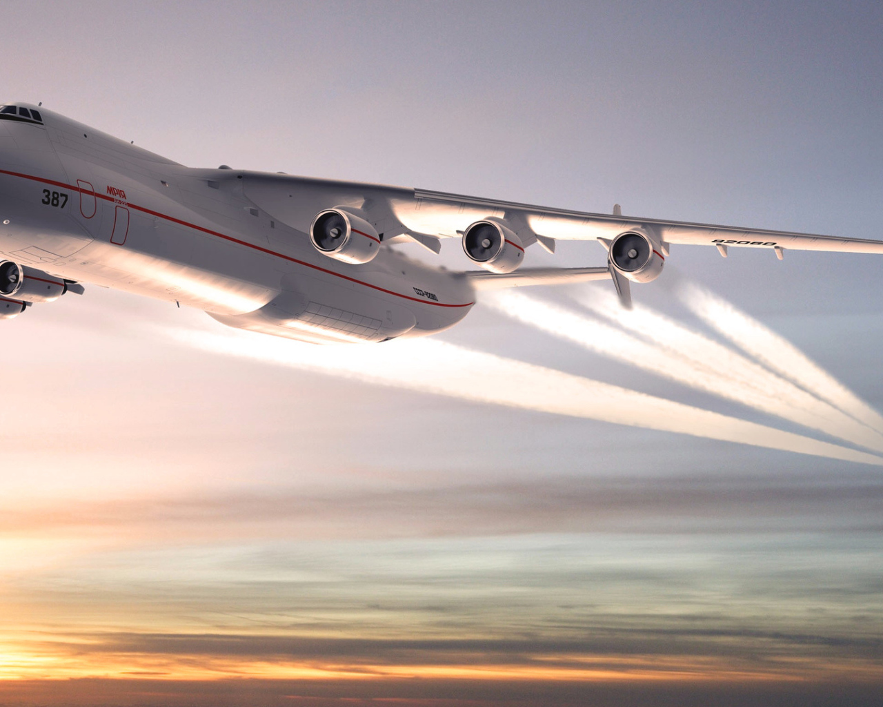 Реактивный самолет АН-225 Мрия на взлете 