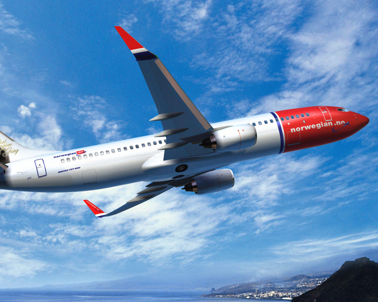 Взлет самолет Boeing 737 авиакомпании Norwegian Air 