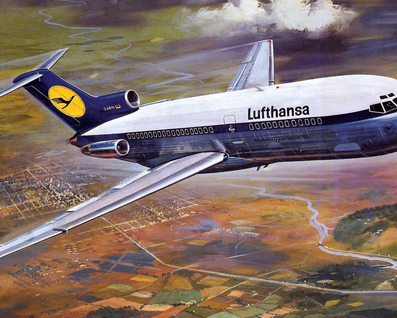 Лайнер Boeing 727 авиакомпании Lufthansa 