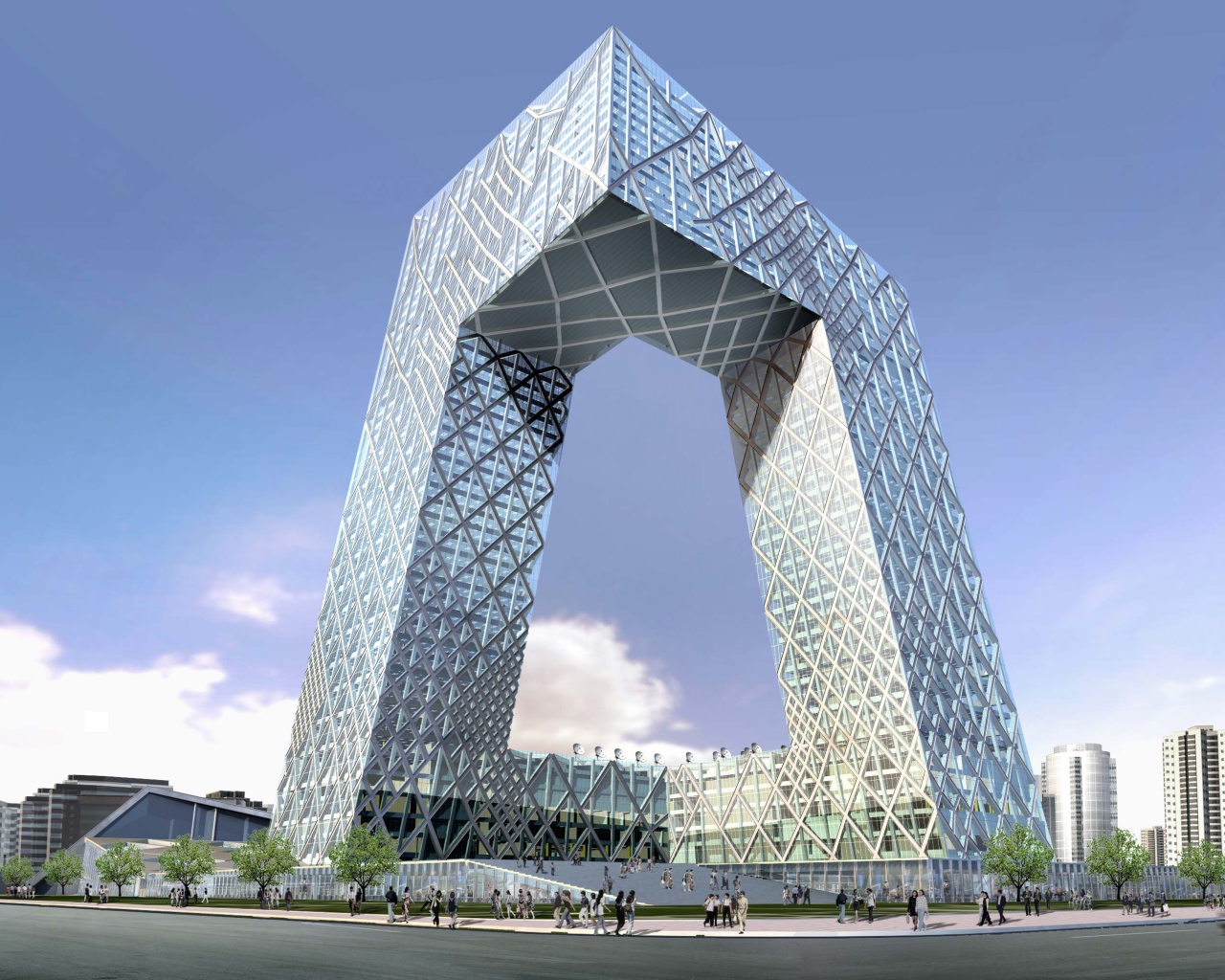 Необычное здание, штаб-квартира Центрального телевидения КНР в Пекине 