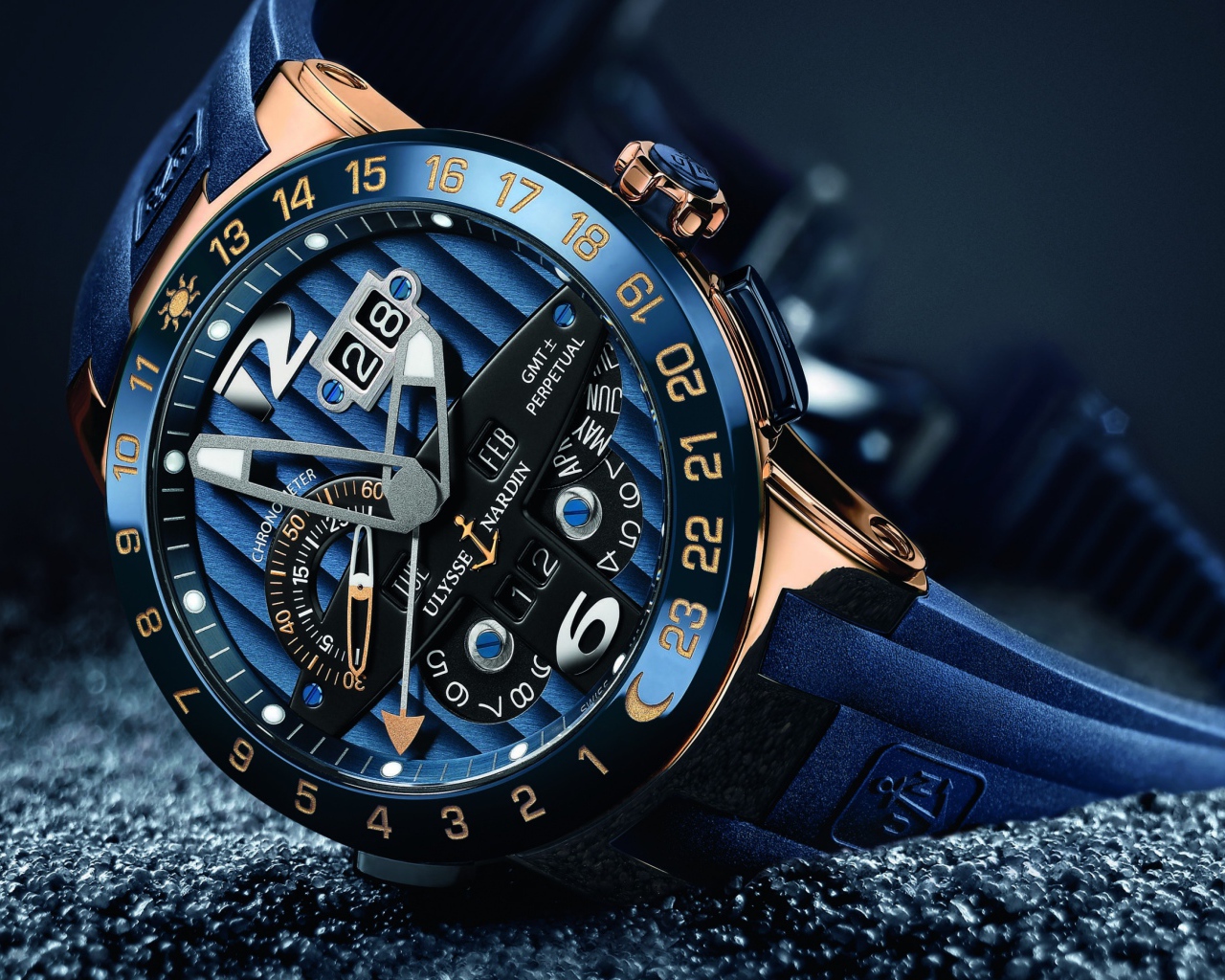 Синие стильные часы Ulysse Nardin 
