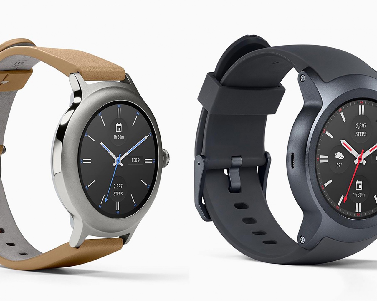 Стильные часы LG Watch Спорт, 2017 на белом фоне