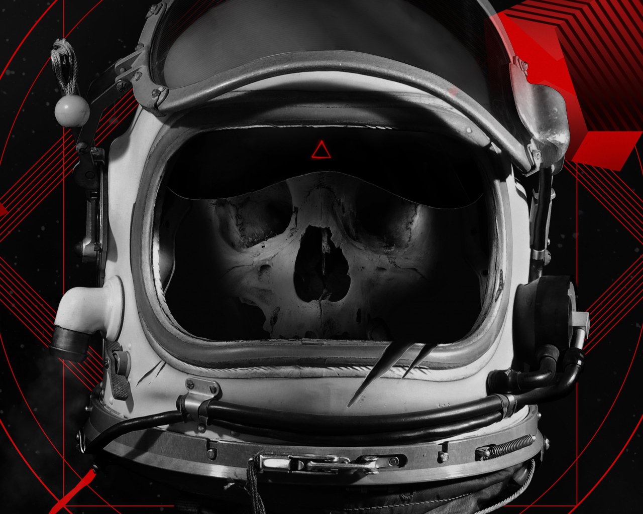 Человеческий череп в шлеме астронавта