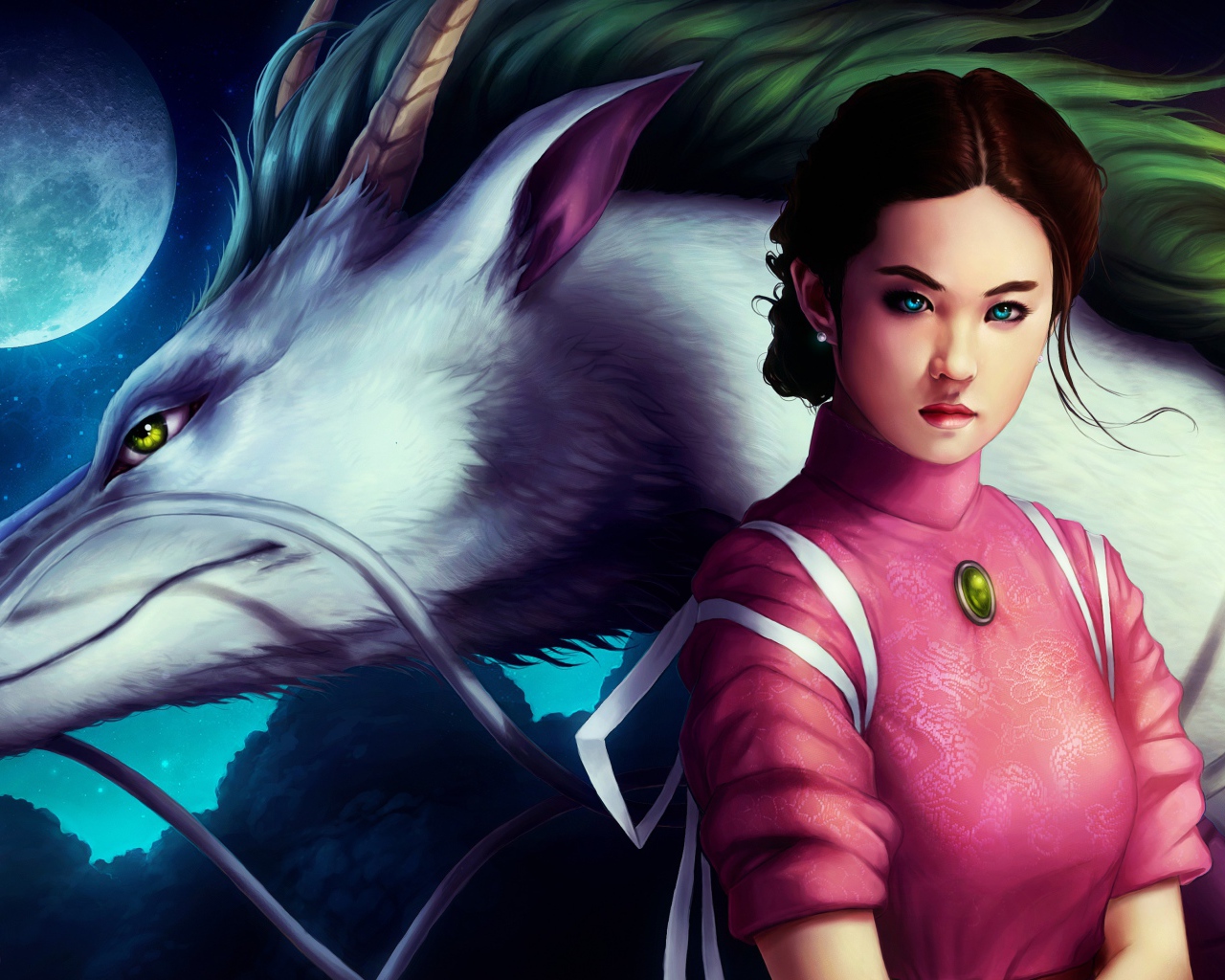 Девушка с белым драконом фэнтези Унесённые призраками