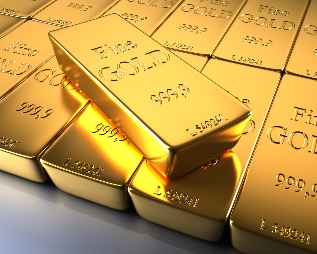 Золотые слитки крупным планом