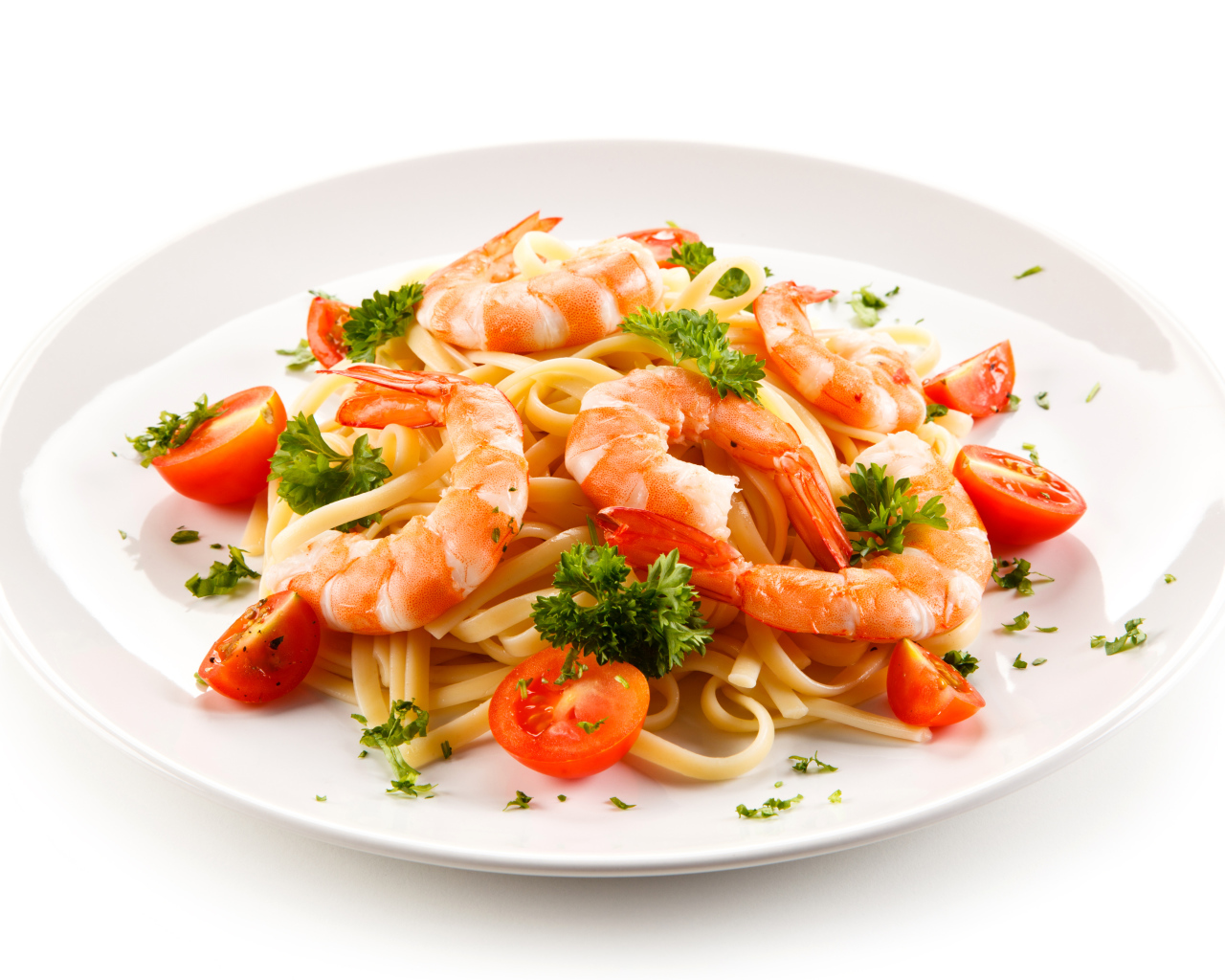 Макароны с креветками 