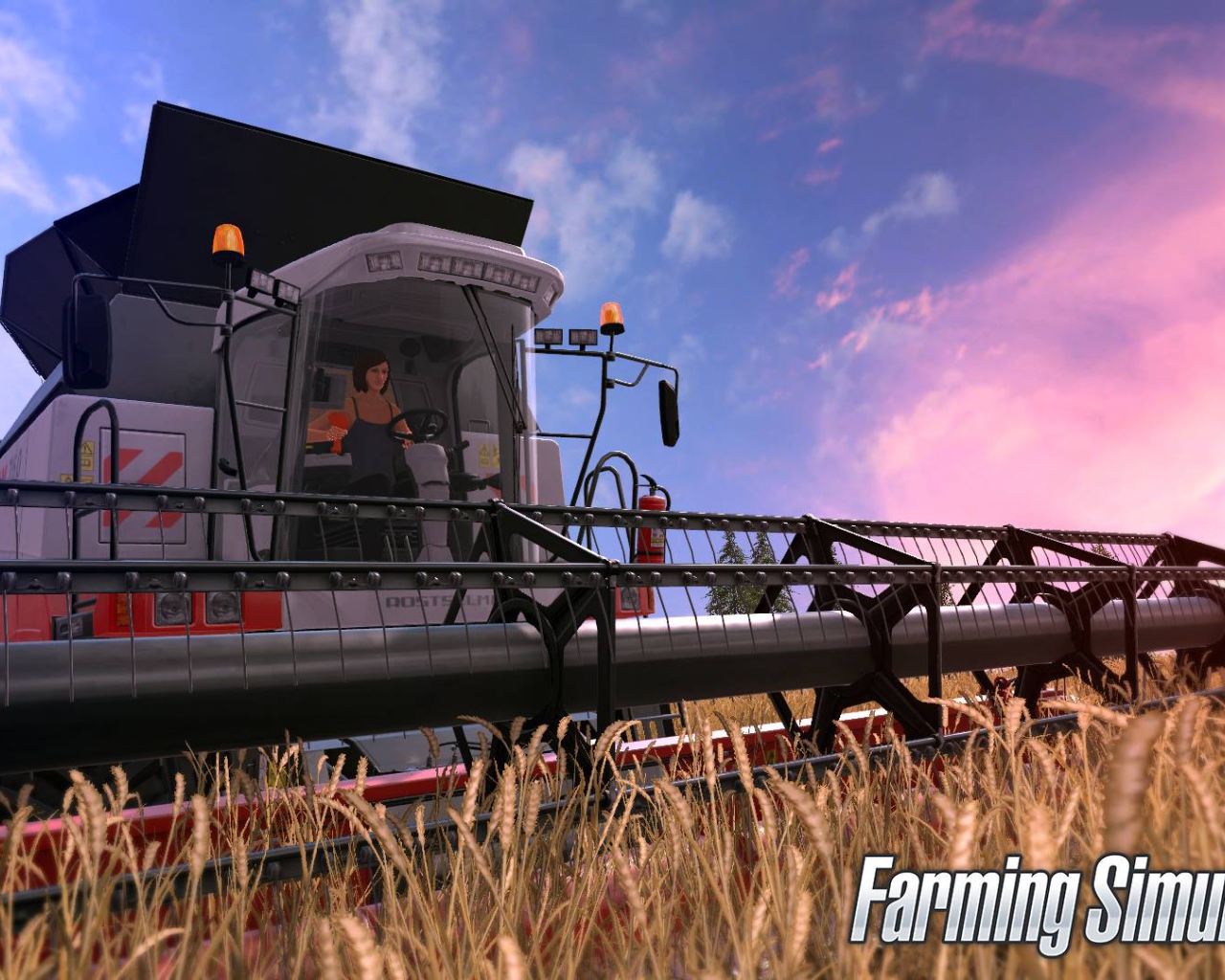 Зерноуборочный комбайн убирает пшеницу игра Farming Simulator 2017 