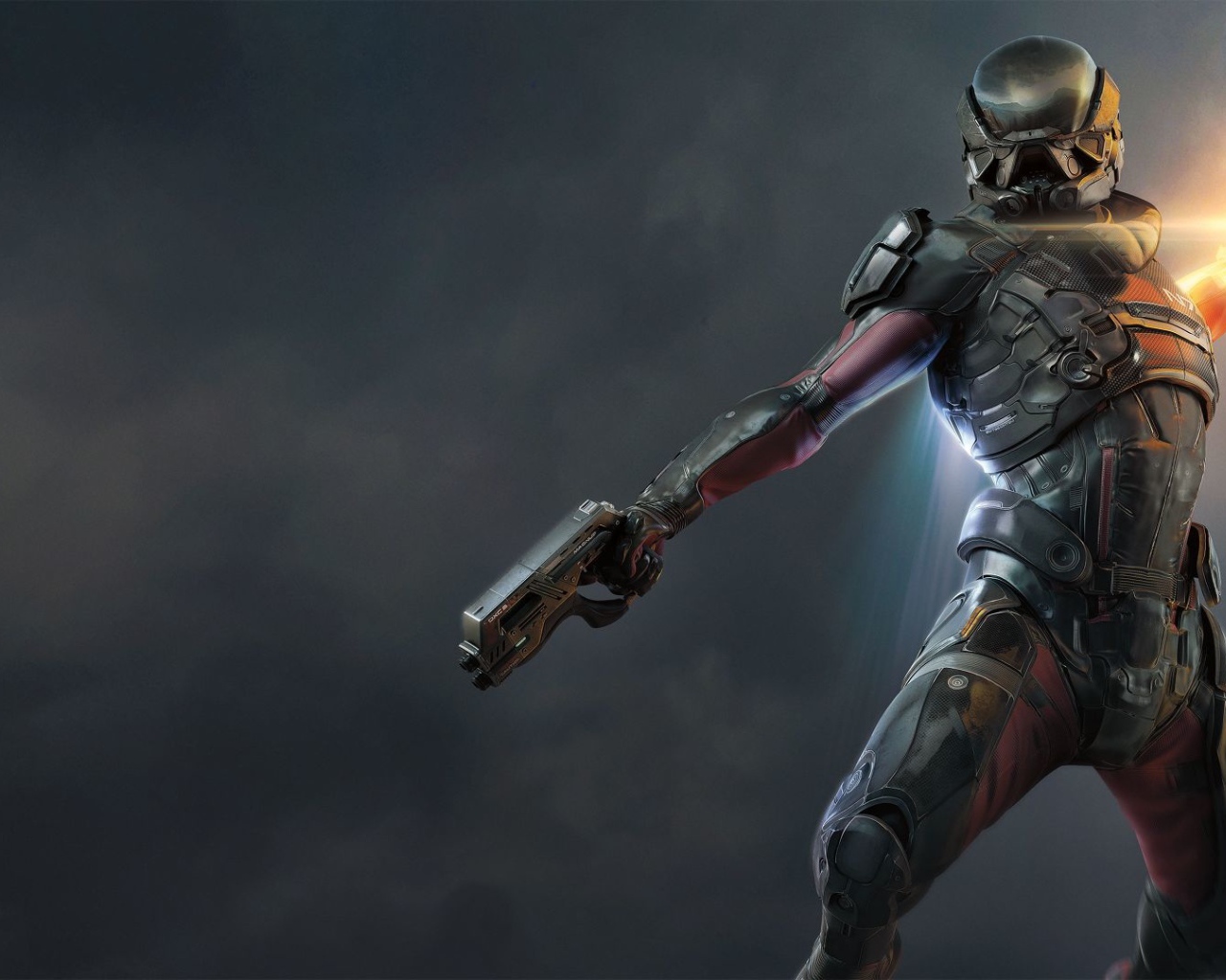 Персонаж игры Mass Effect Andromeda с оружием 