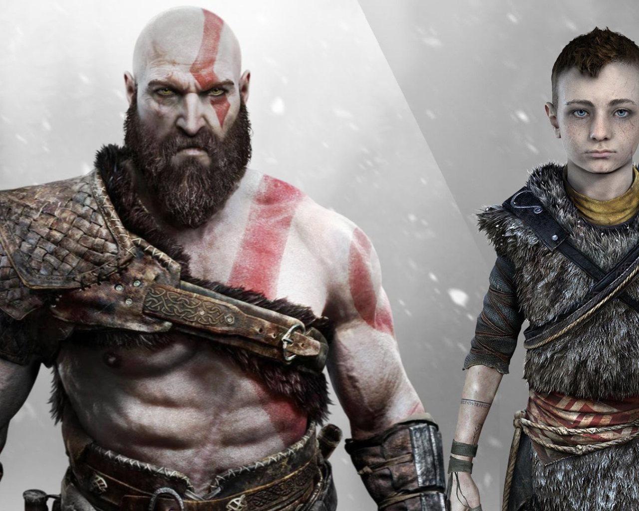 Кратос с сыном персонажи игры God of War