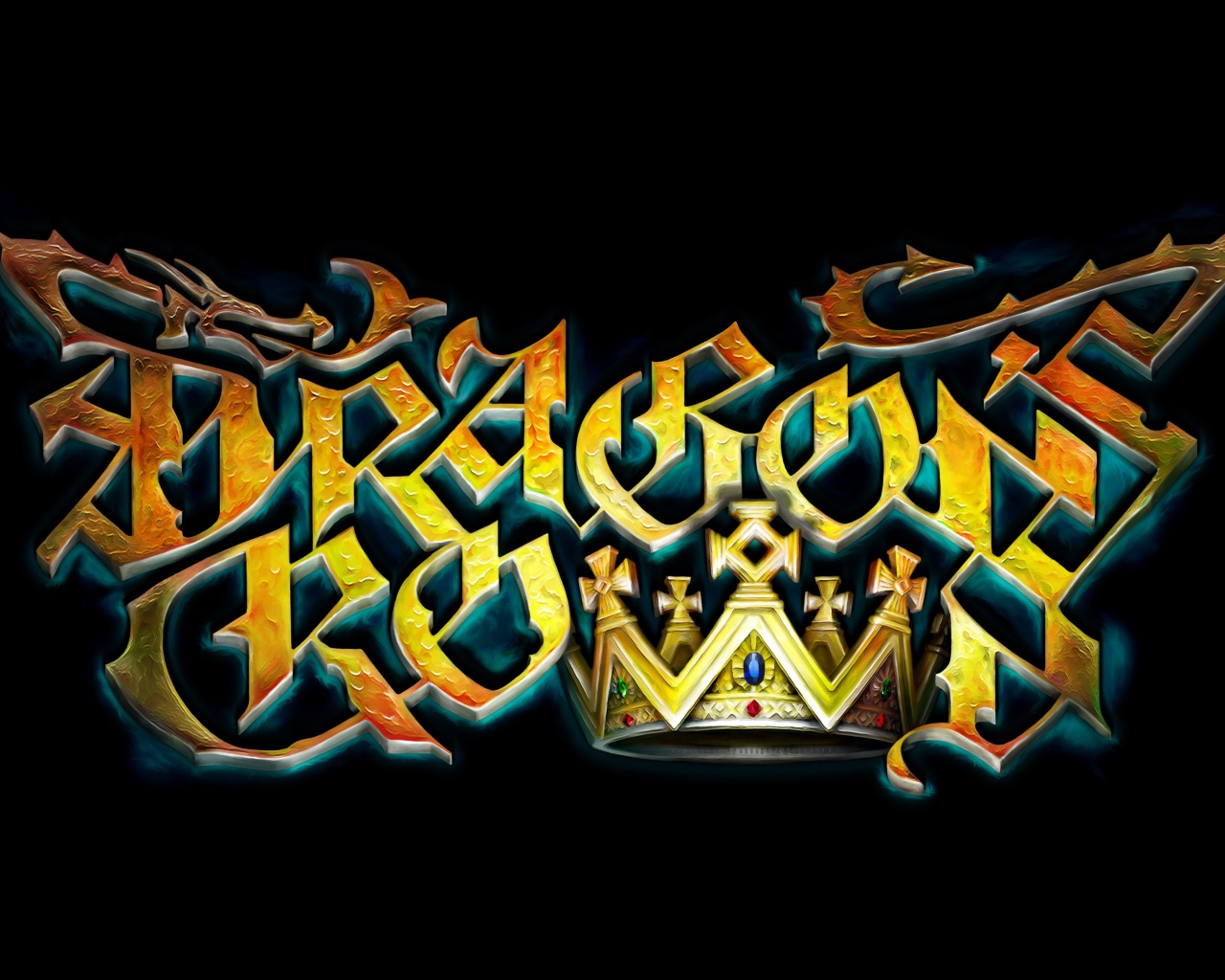 Логотип компьютерной игры  Dragon's Crown, 2017 на черном фоне