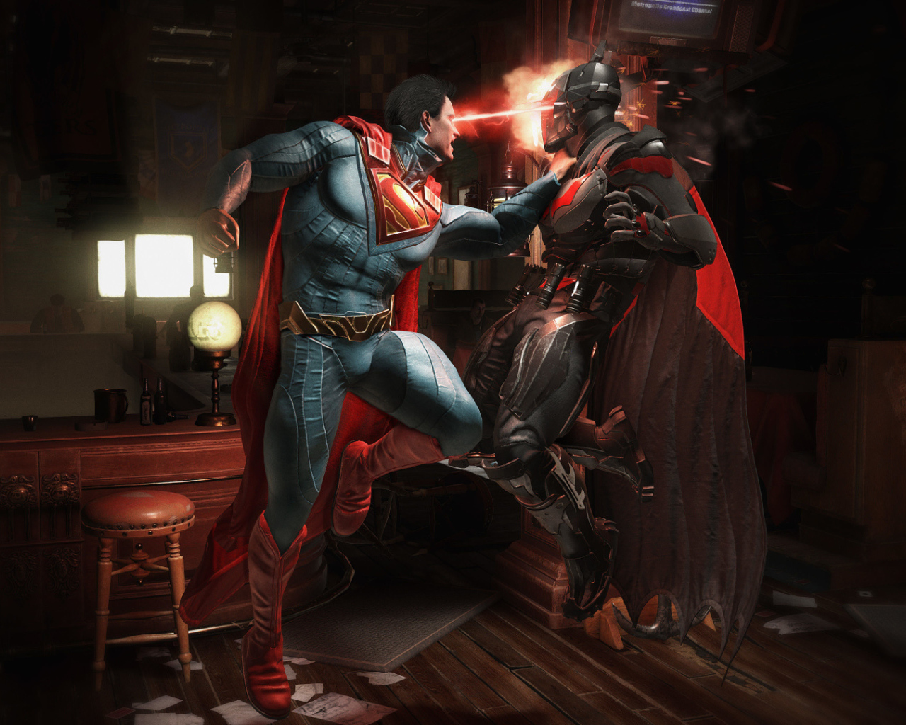 Супермен сжигает глазами игра Injustice 2 