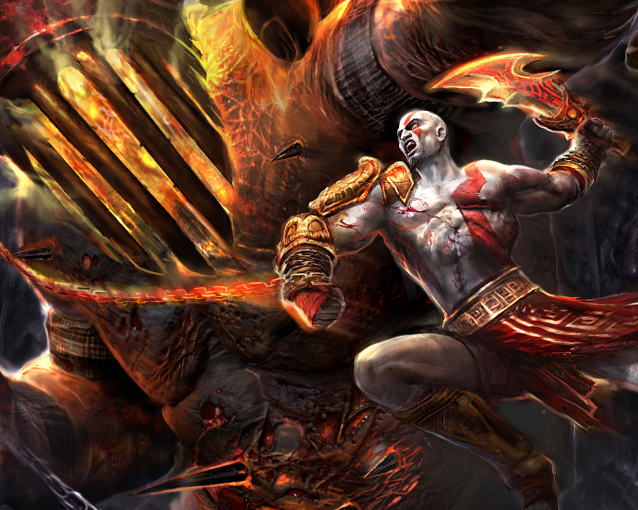 Битва главного героя с богом Аресом игра God of War 