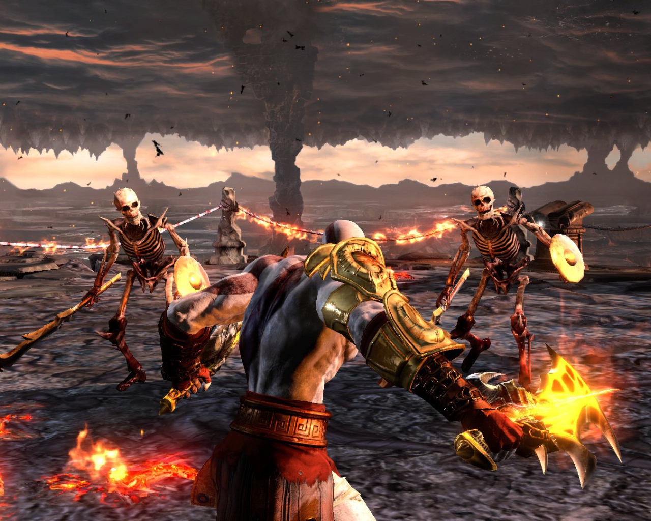 Битва со скелетами игра  God of War 