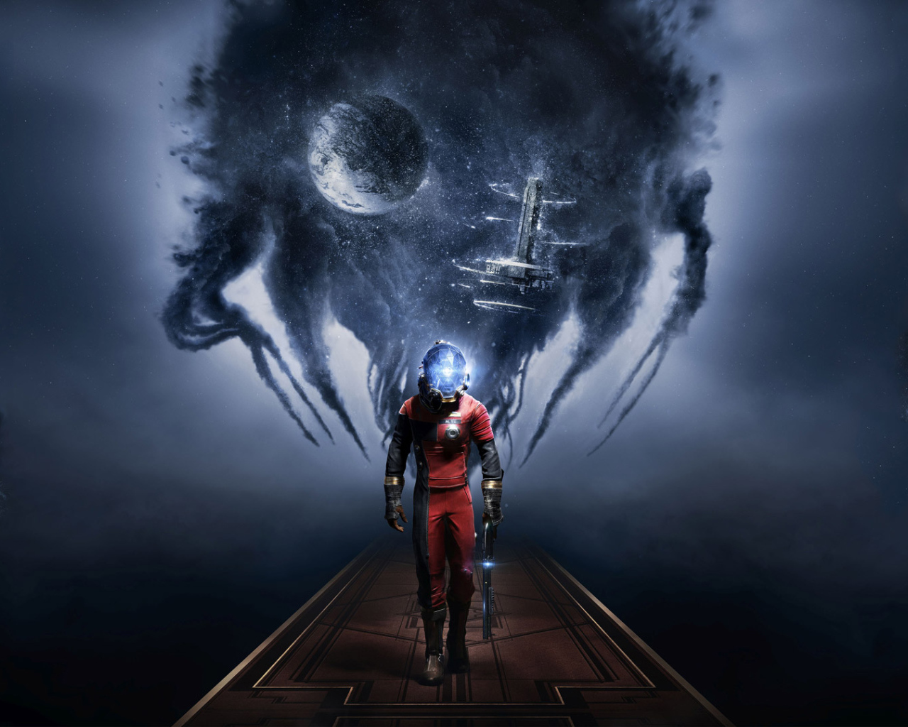 Главный герой игры Prey 2017 в скафандре 