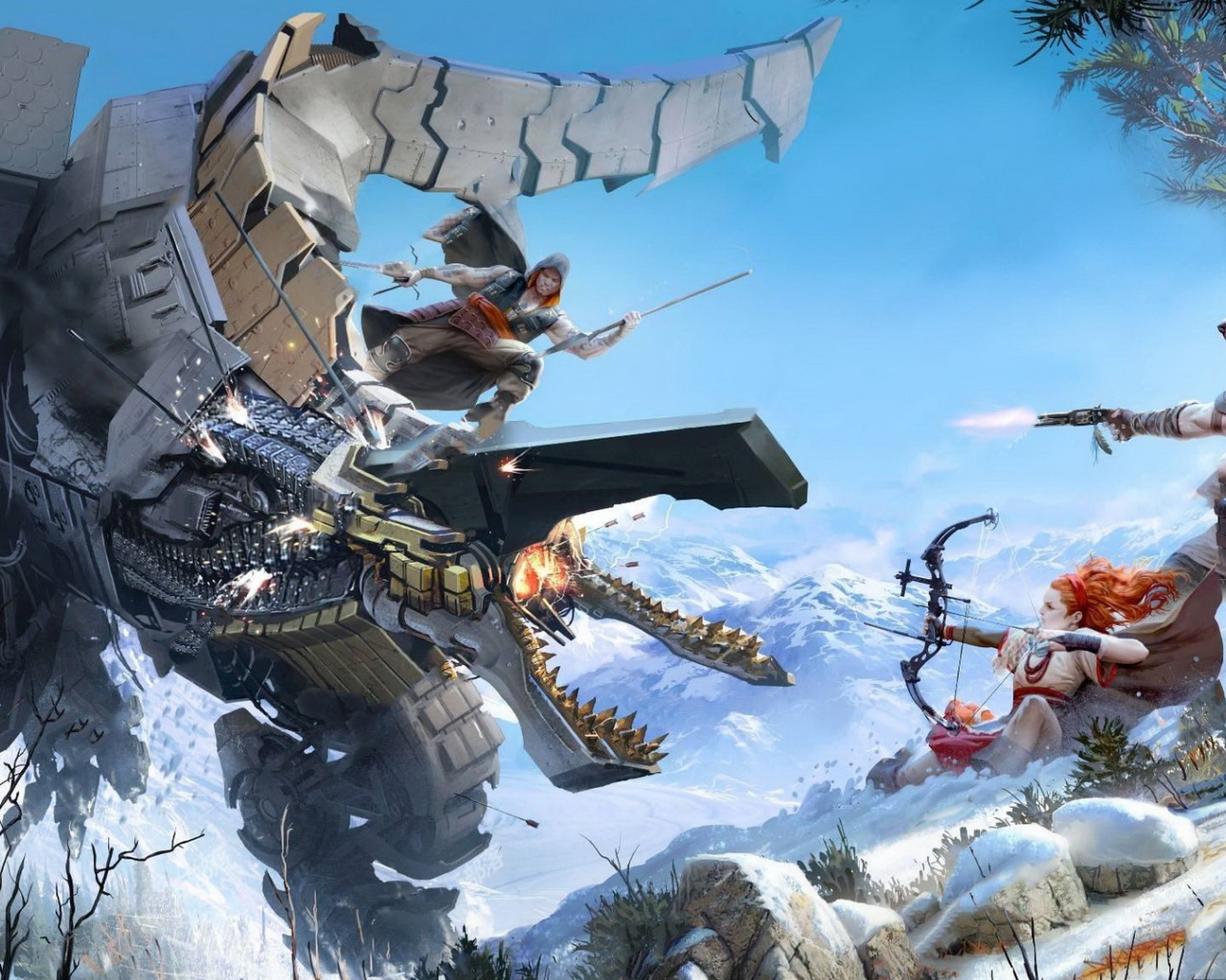 Зимняя охота Алой игра Horizon Zero Dawn 