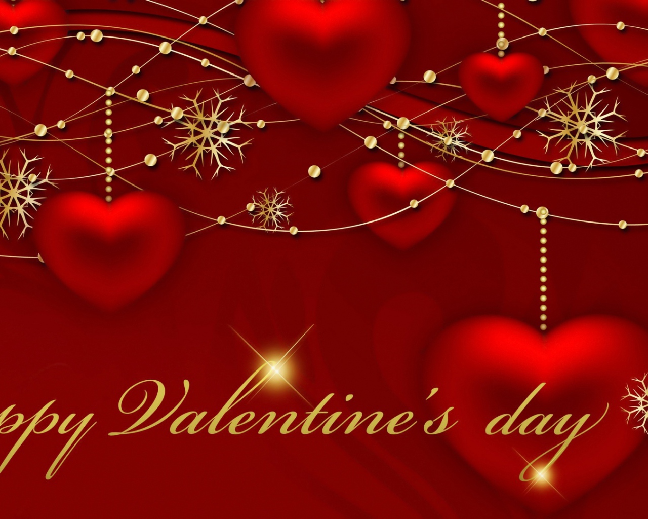 Открытка с красными сердечками на День Влюбленных 