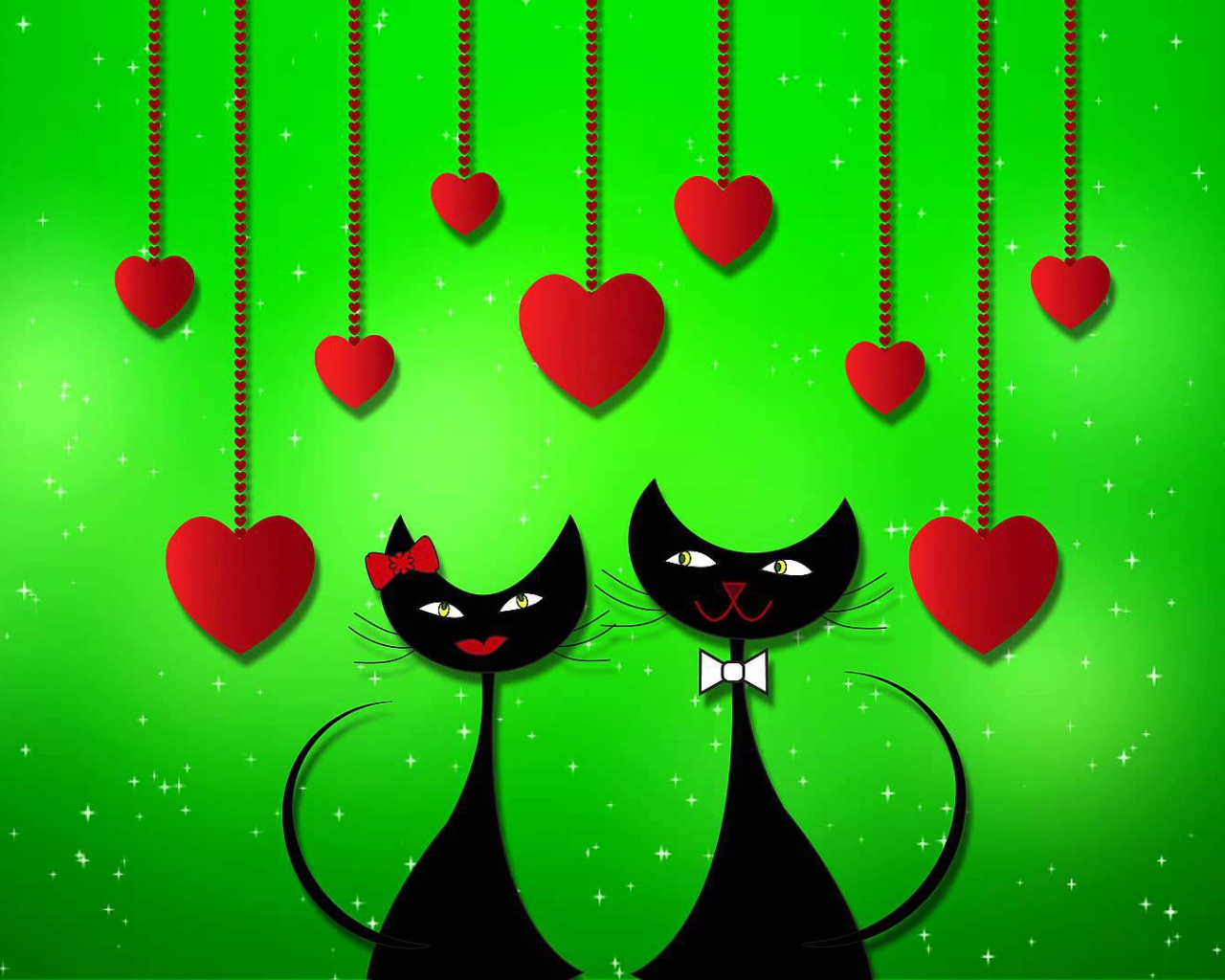 Влюбленные черные коты 
