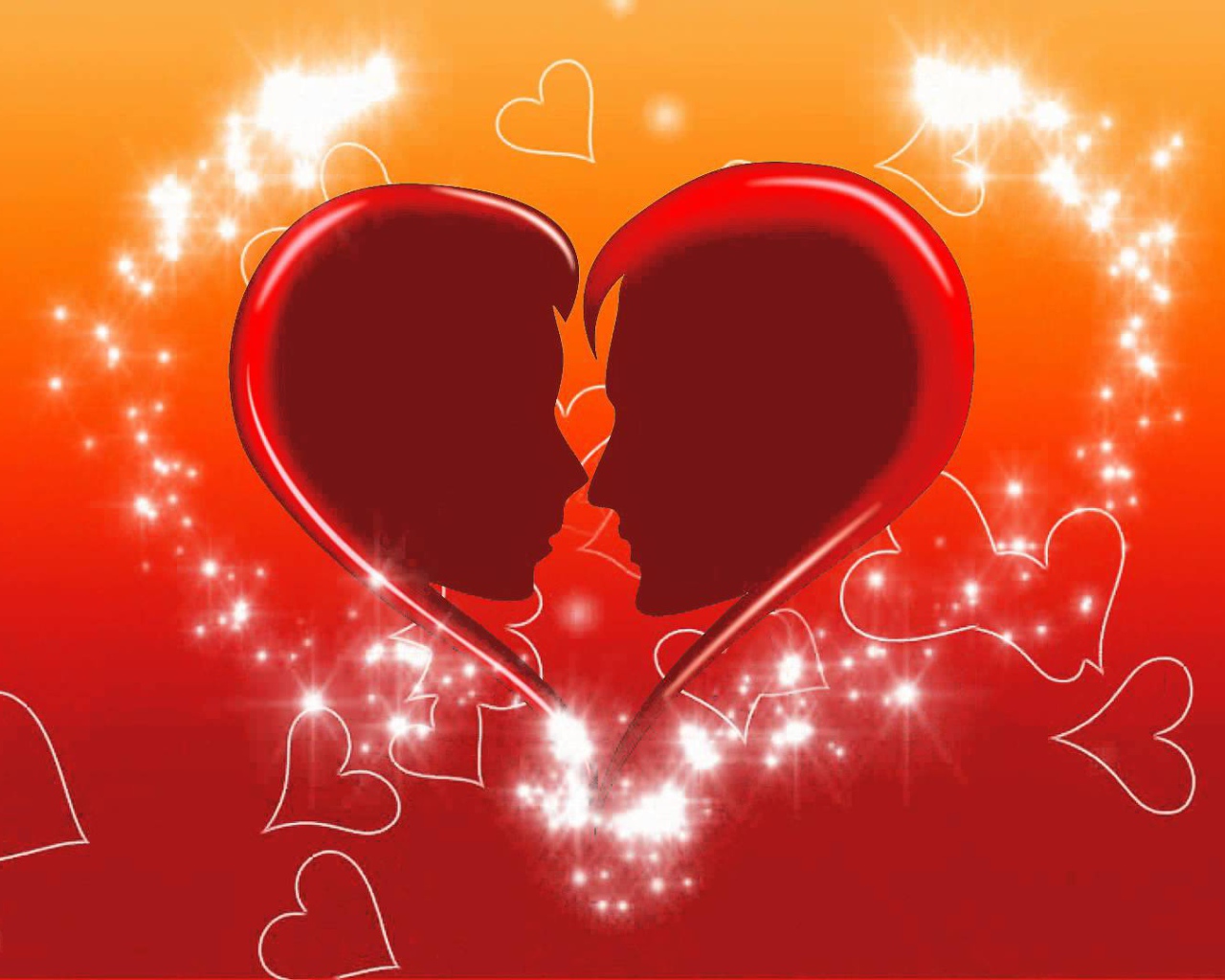 Образы влюбленной пары в сердце 