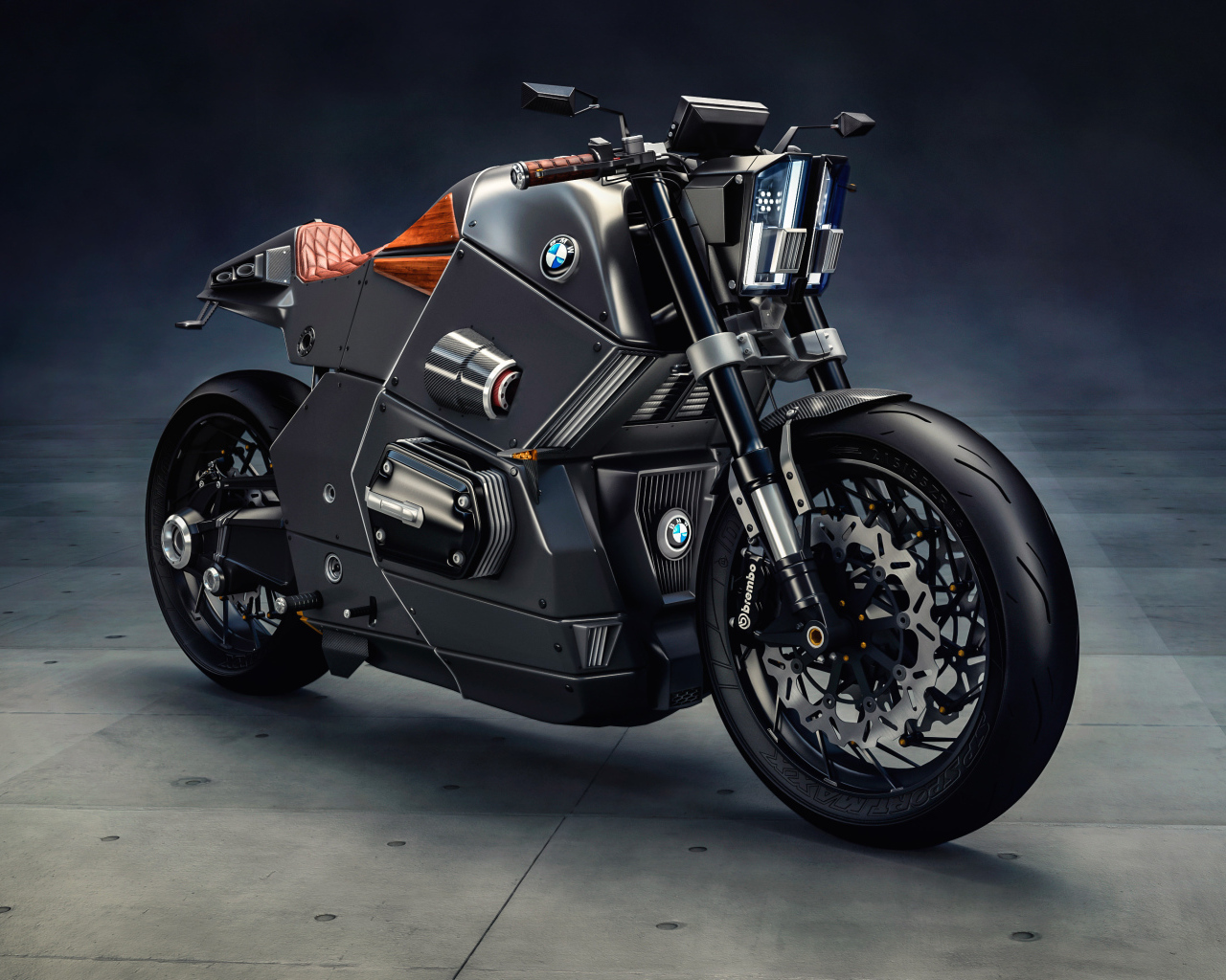 Стильный черный мотоцикл BMW Urban Racer