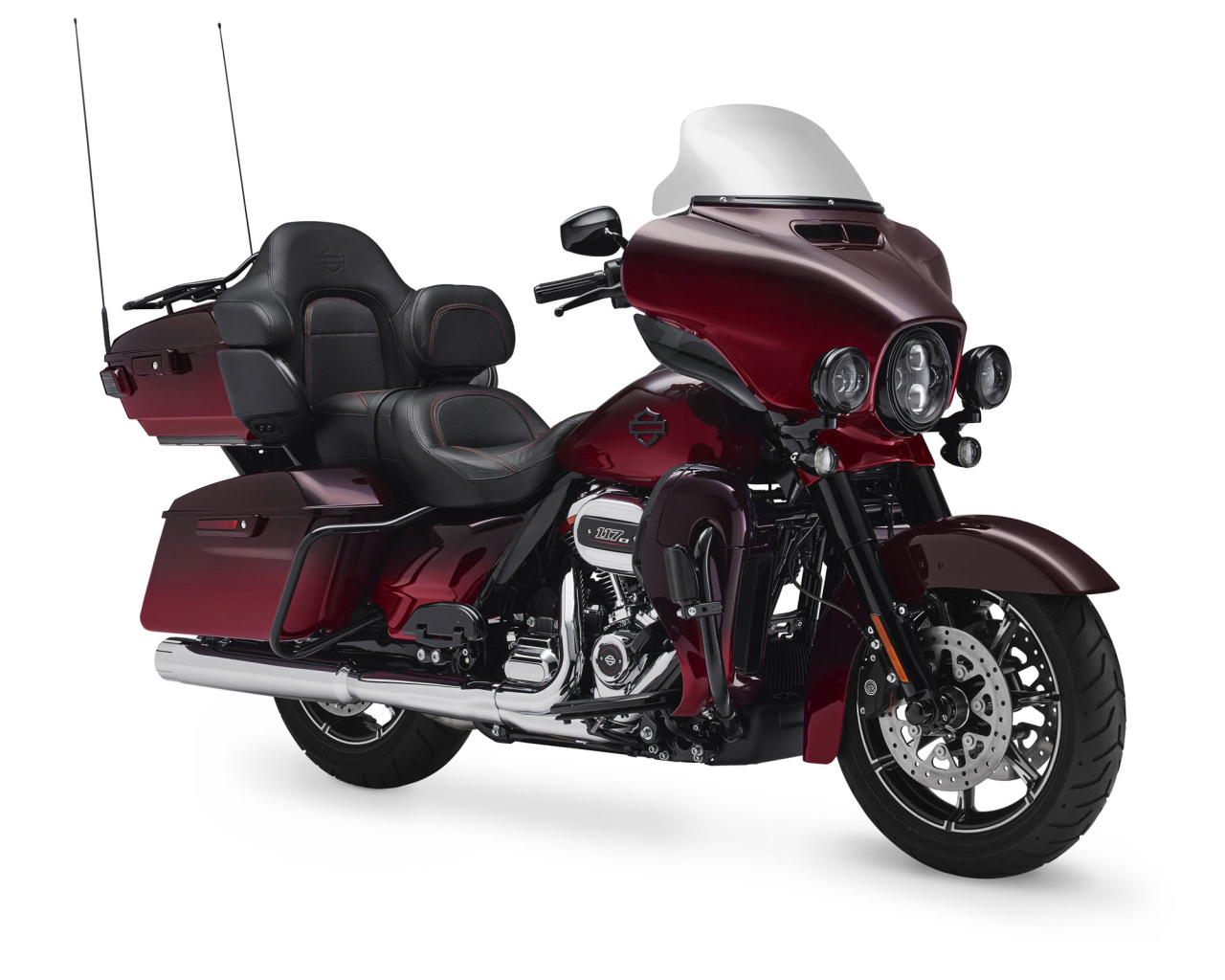 Red Harley-Davidson motorcycle CVO Limited 2018 on white background